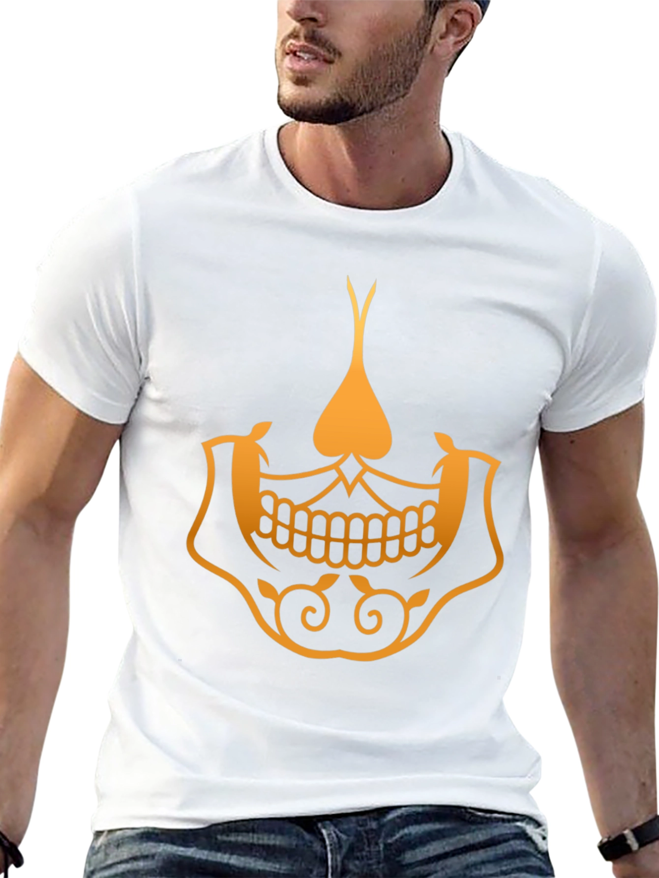 Golden Skull Spade Graphic Tee - Stylish Black T-Shirt