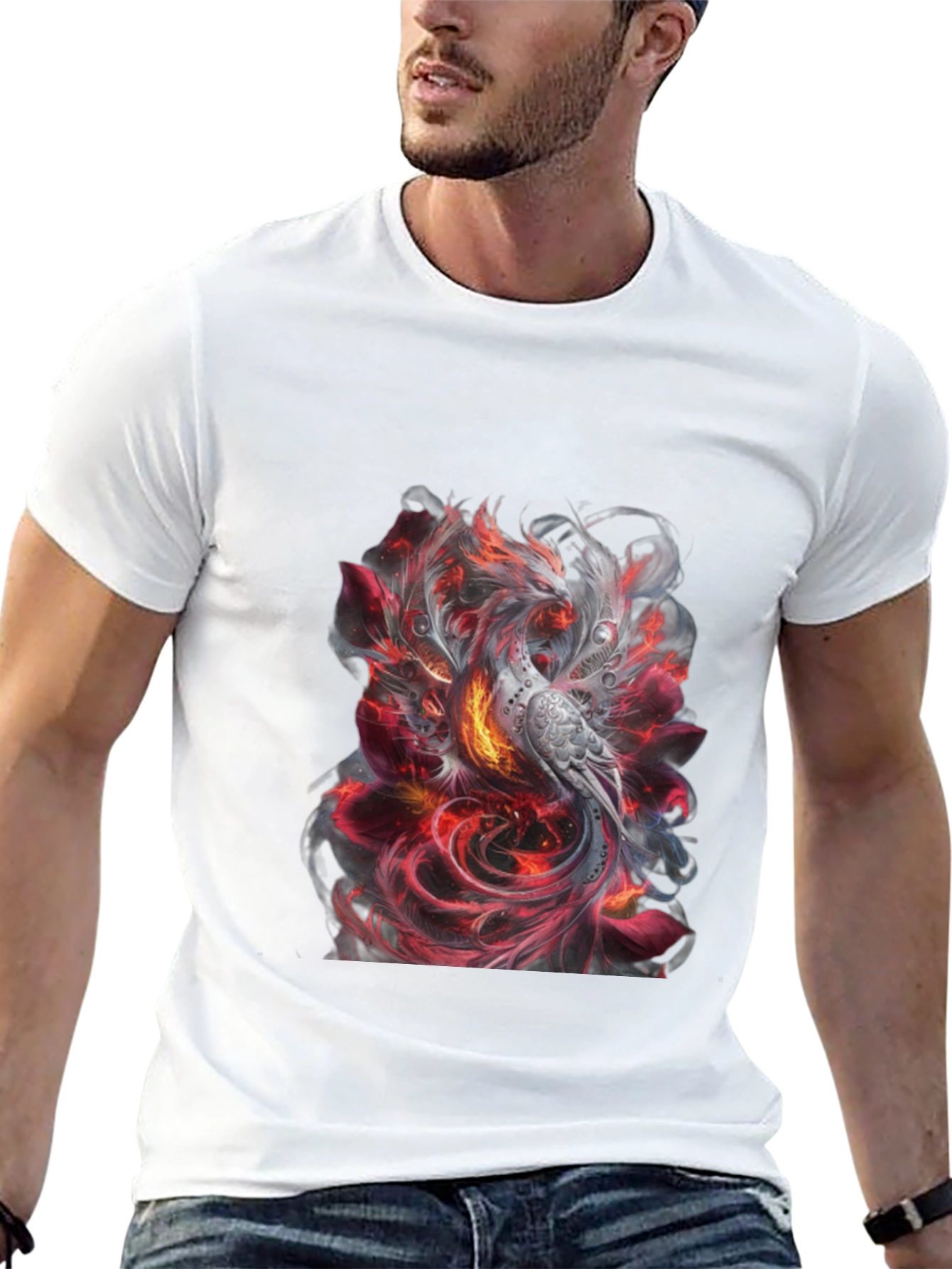 Phoenix Graphic T-Shirt - Stylish Firebird Design
