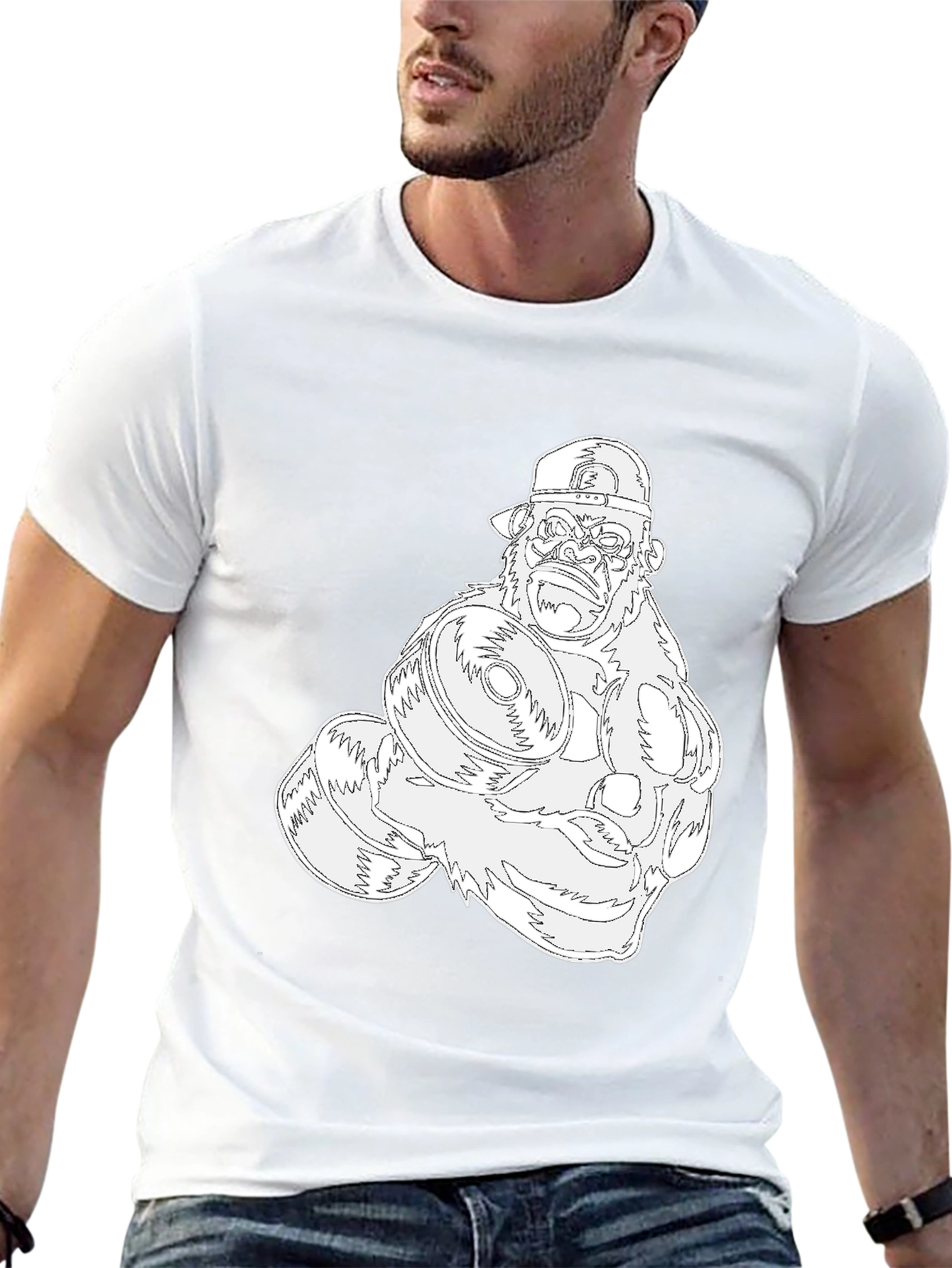 Gorilla Gym Tee: Black Cotton Fitness Shirt