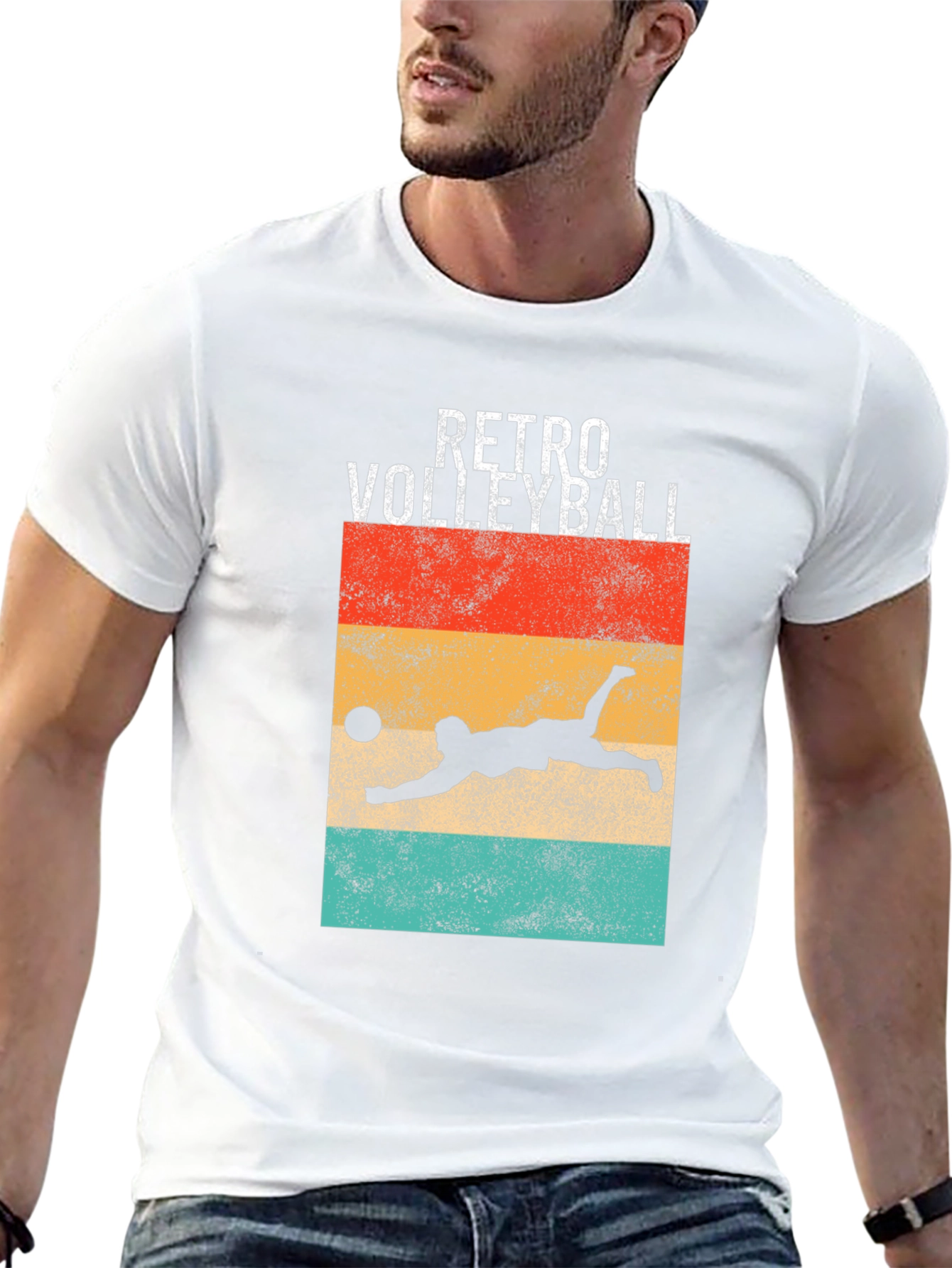 Retro Volleyball Graphic T-Shirt - Black