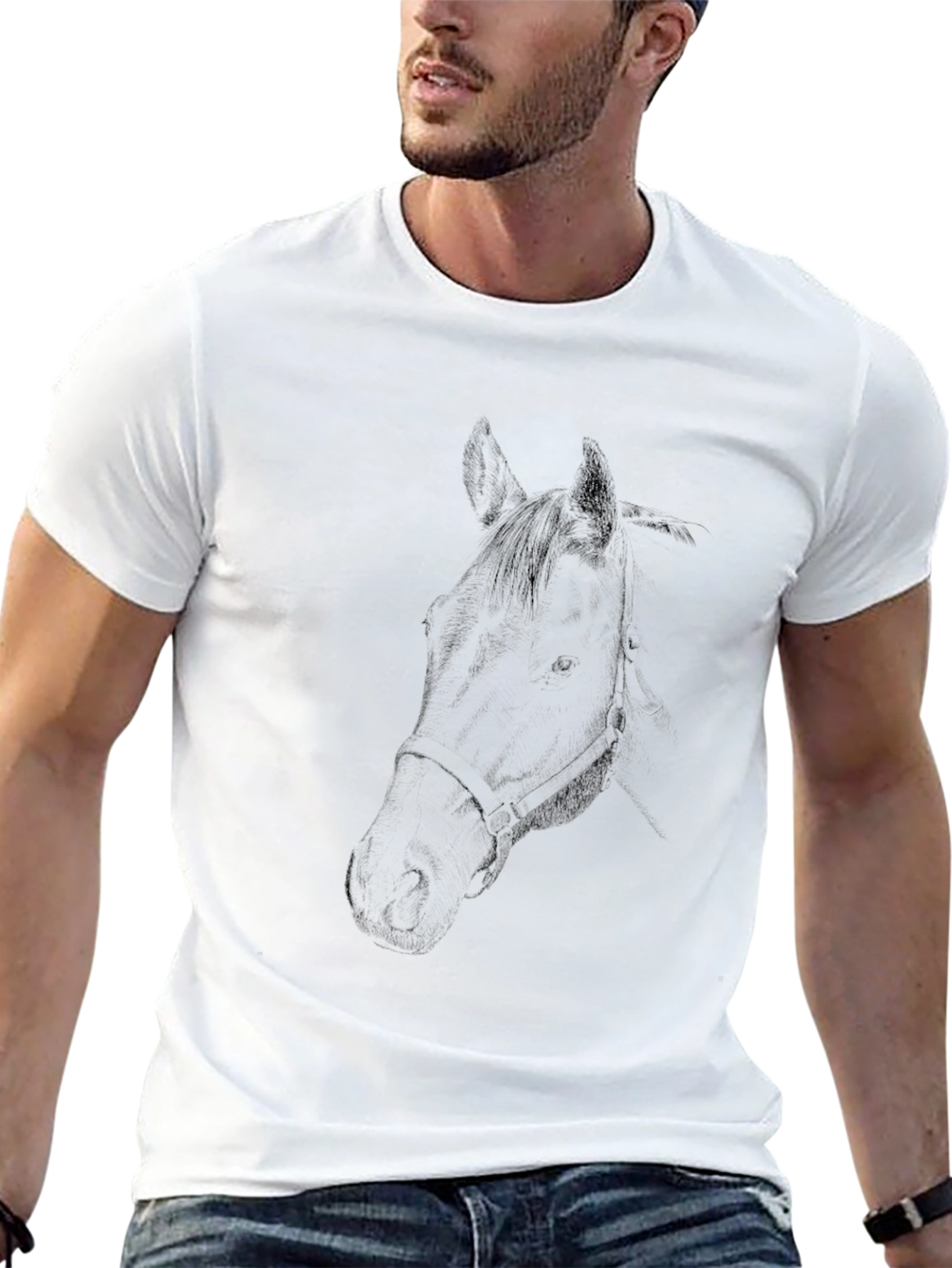 Mens Black Horse Graphic T-Shirt