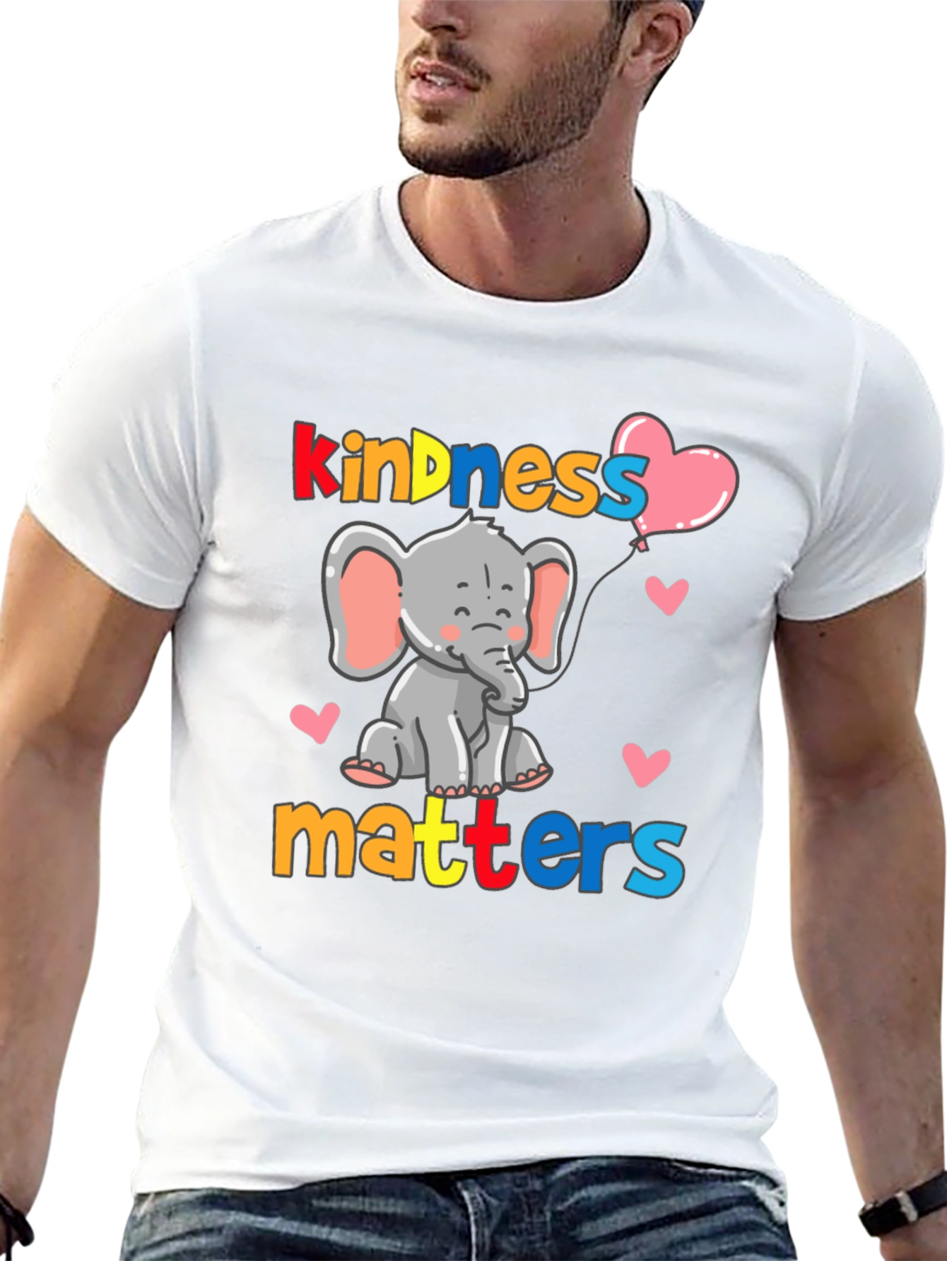 Kindness Matters Elephant Graphic Tee - Soft Cotton Blend