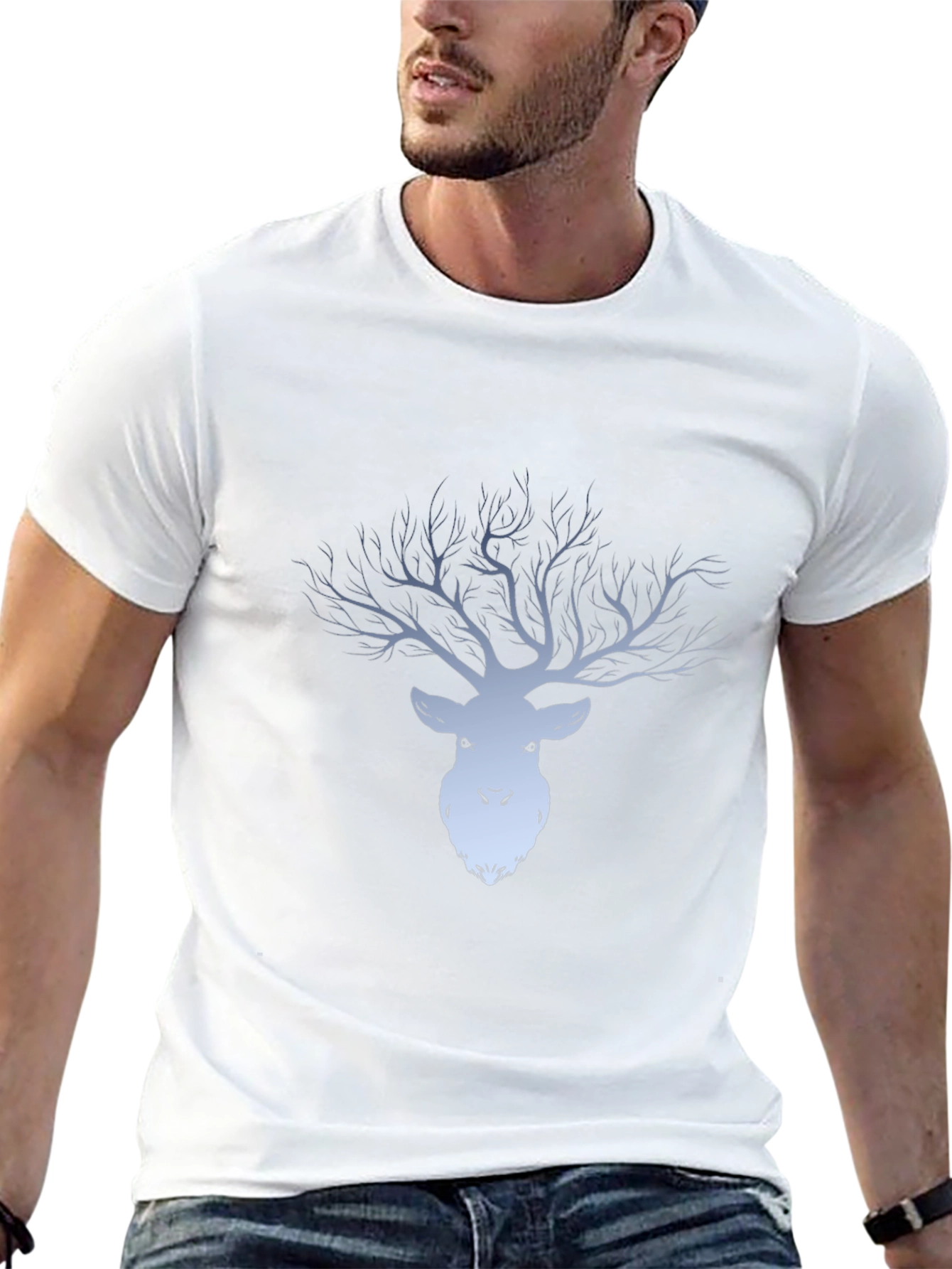 Mens Black Deer Tree Graphic Tee