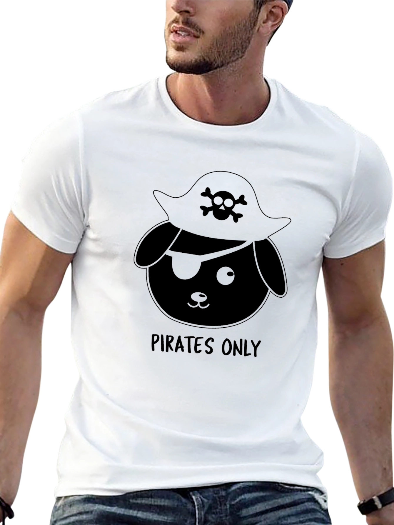 Pirate Dog Graphic T-Shirt - Black
