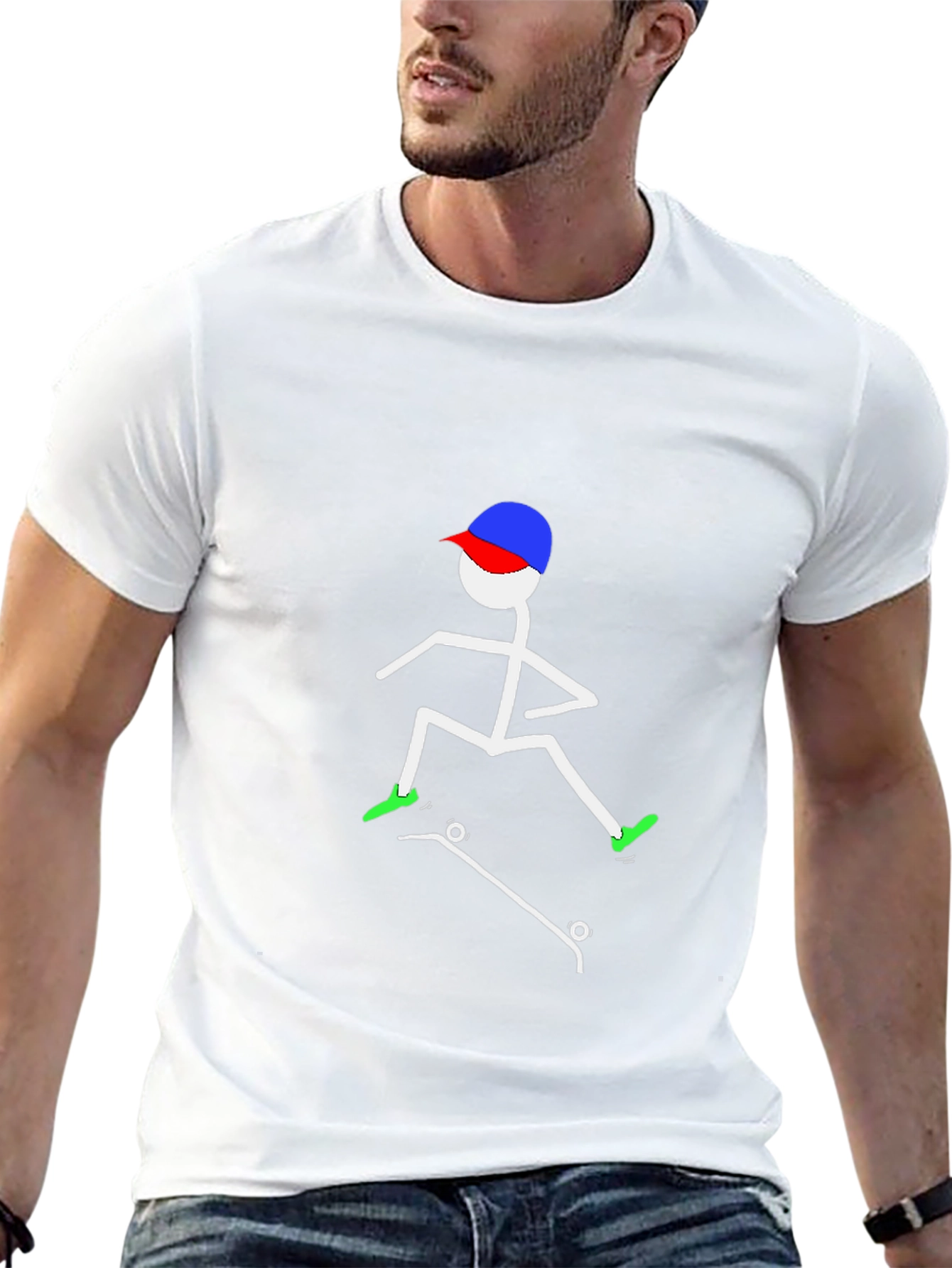 Cool Stick Figure Skateboarder Tee