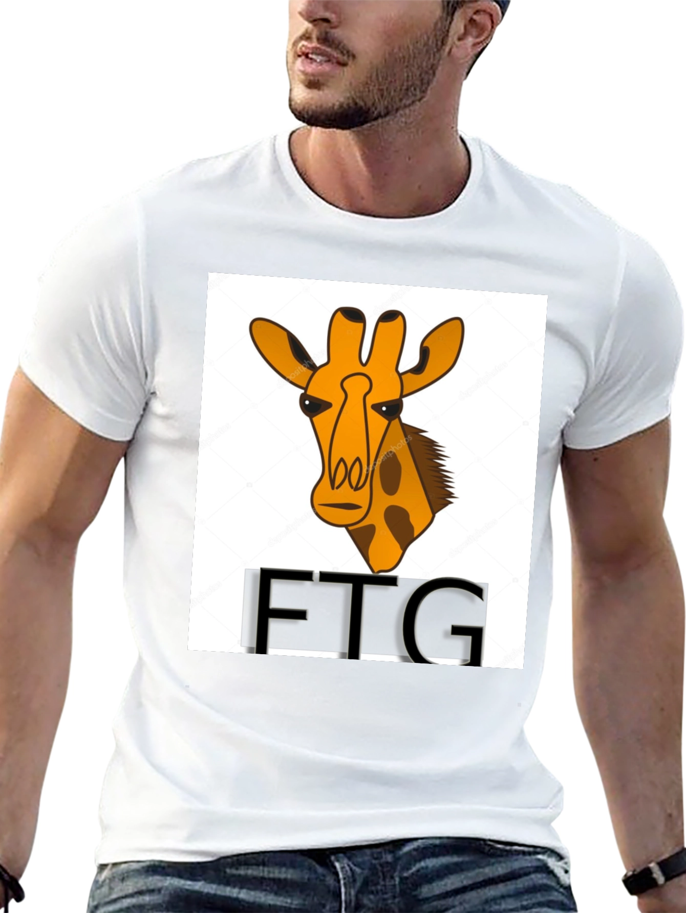 Giraffe Print Black T-Shirt