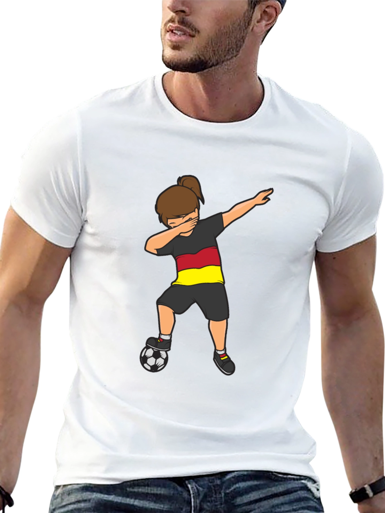Germany Soccer Dabbing Girl Black T-Shirt