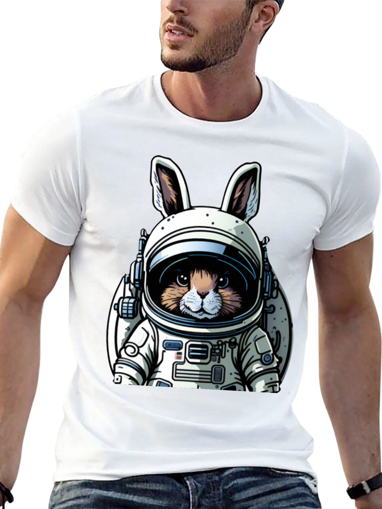 Astronaut Bunny Black T-Shirt