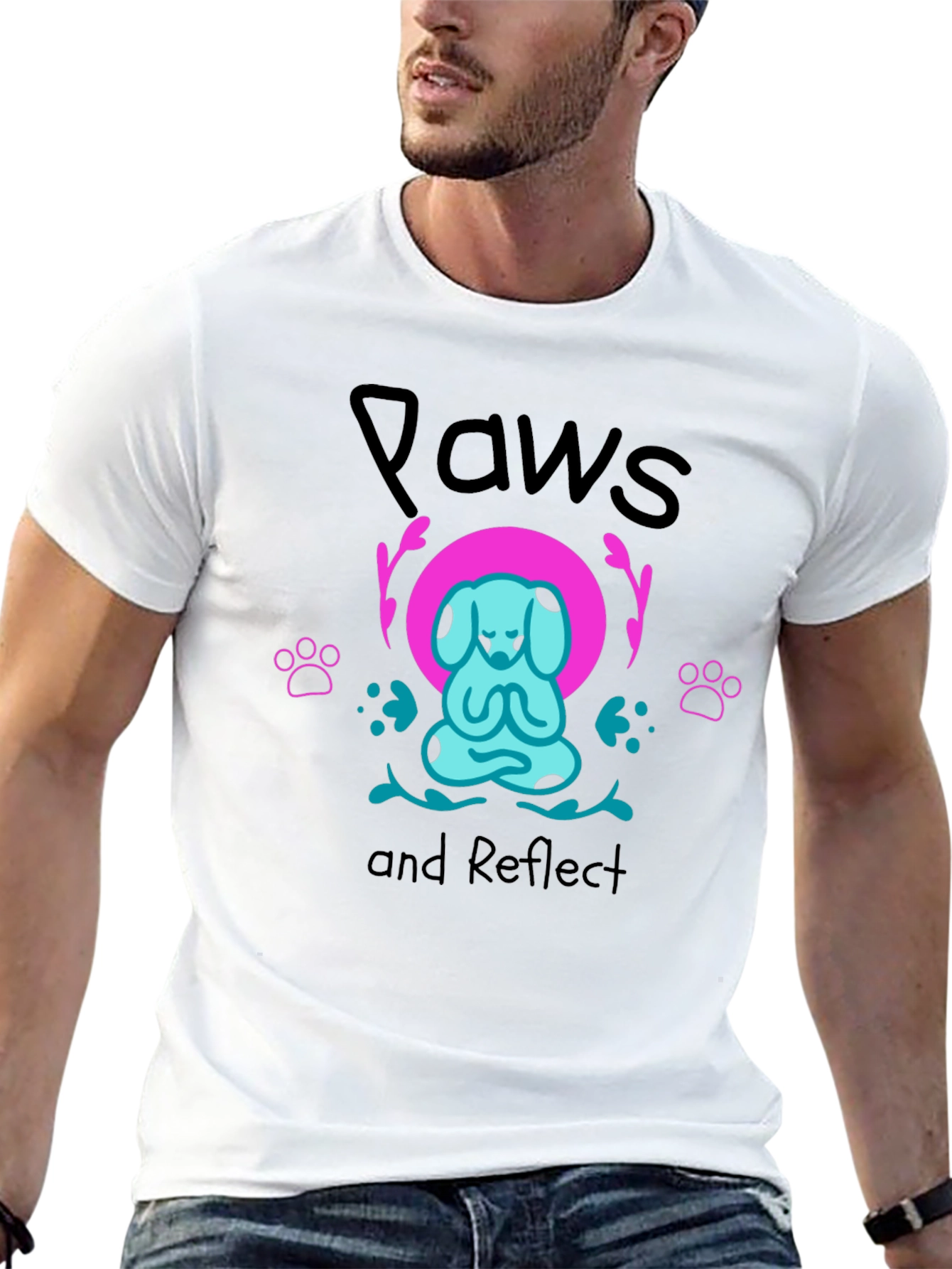 Paws and Reflect Yoga Dog Graphic Tee - Black