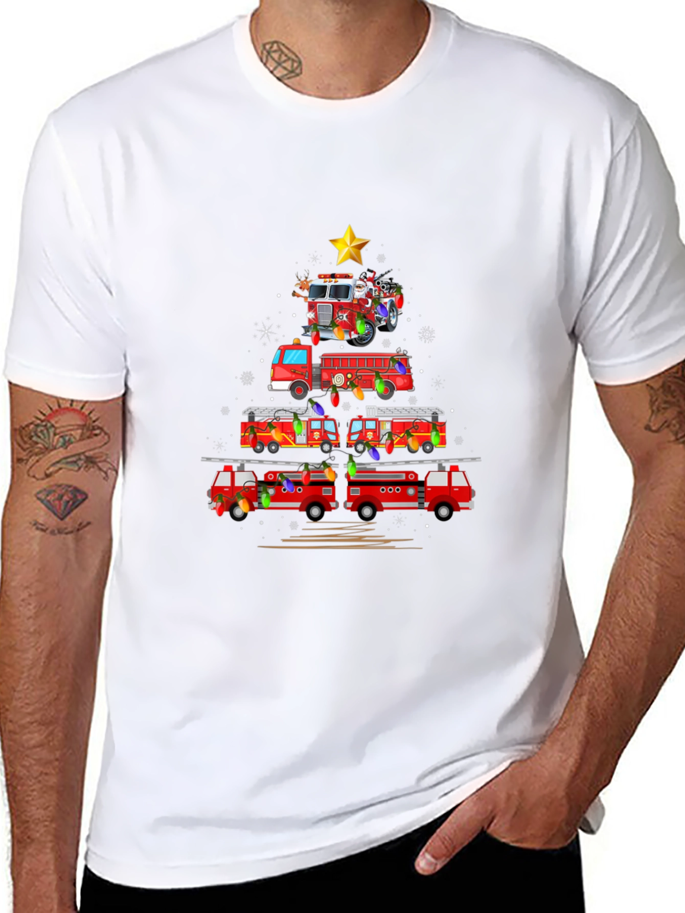 Fire Truck Christmas Tree T-Shirt