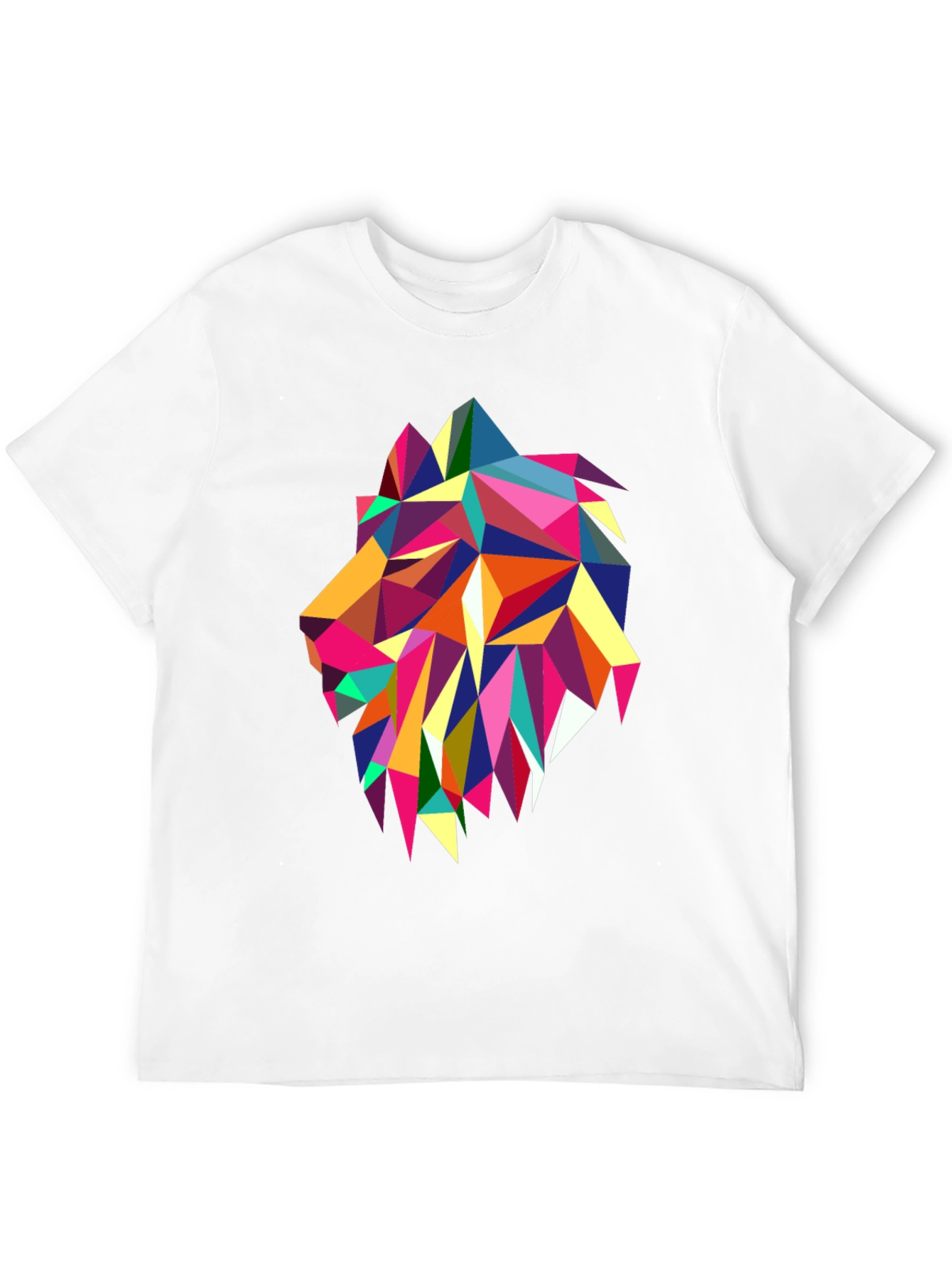 Geometric Lion Graphic Print Black T-Shirt