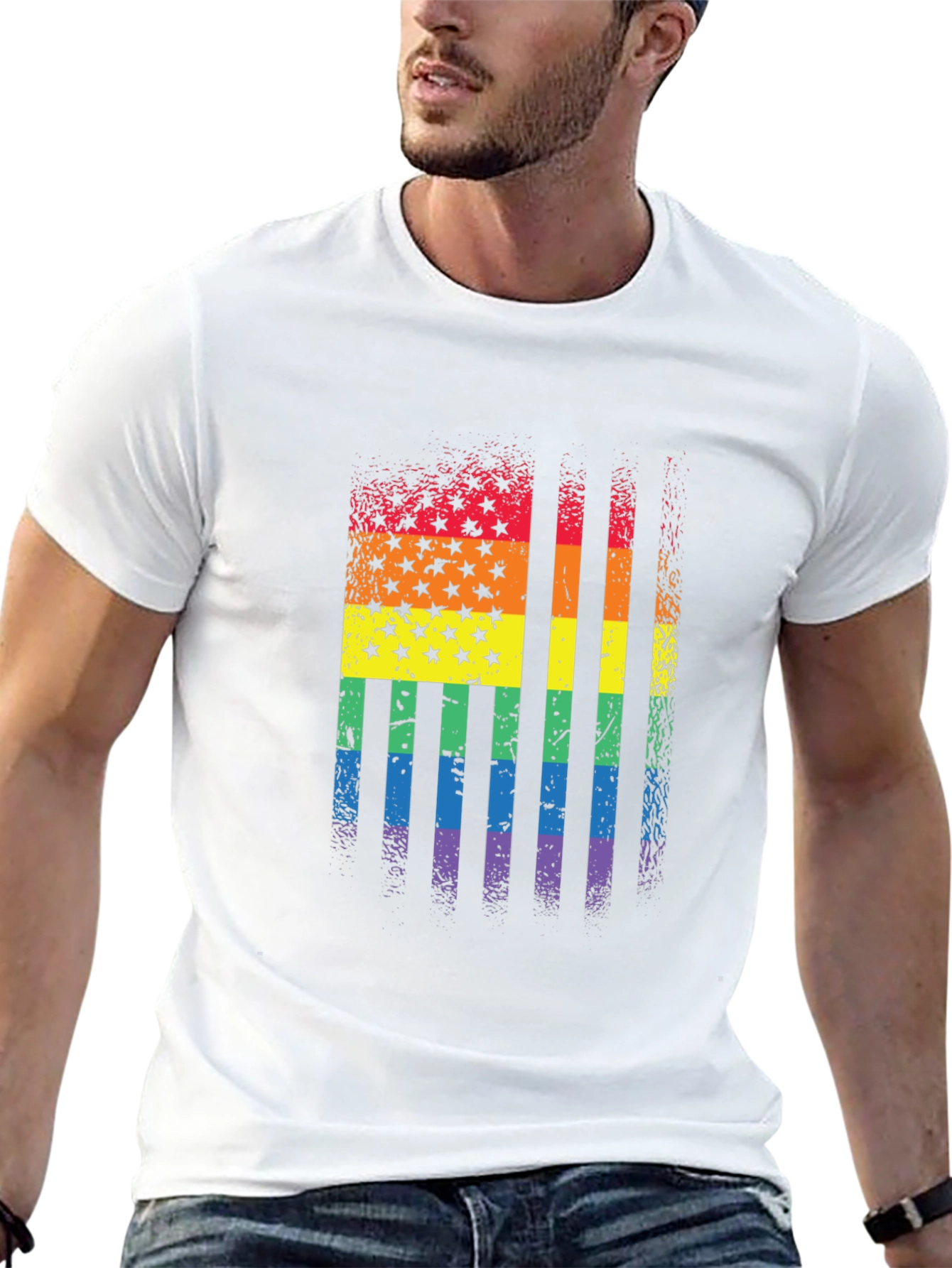 Rainbow Flag Stars Stripes T-Shirt
