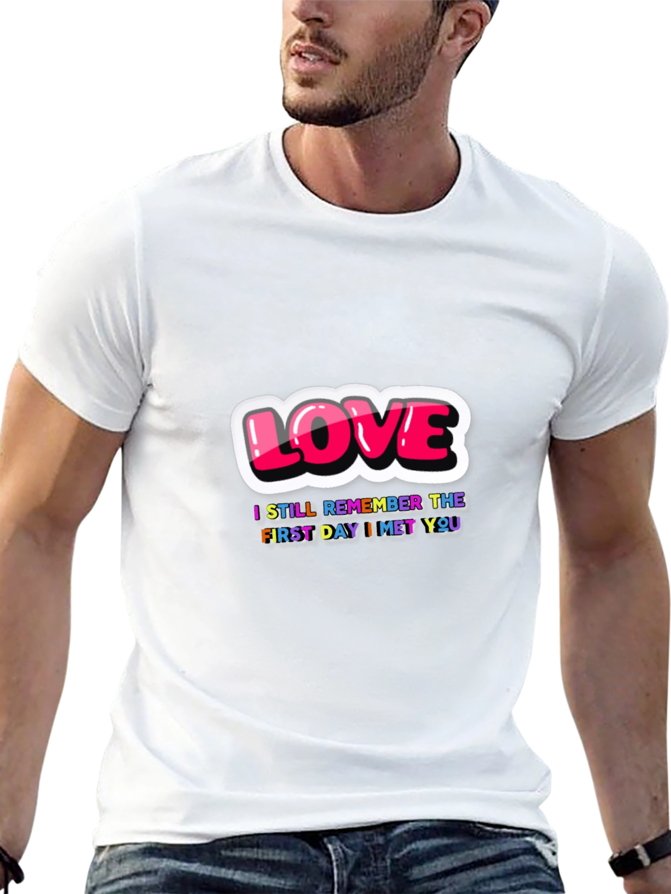Love First Day I Met You Black Graphic Tee