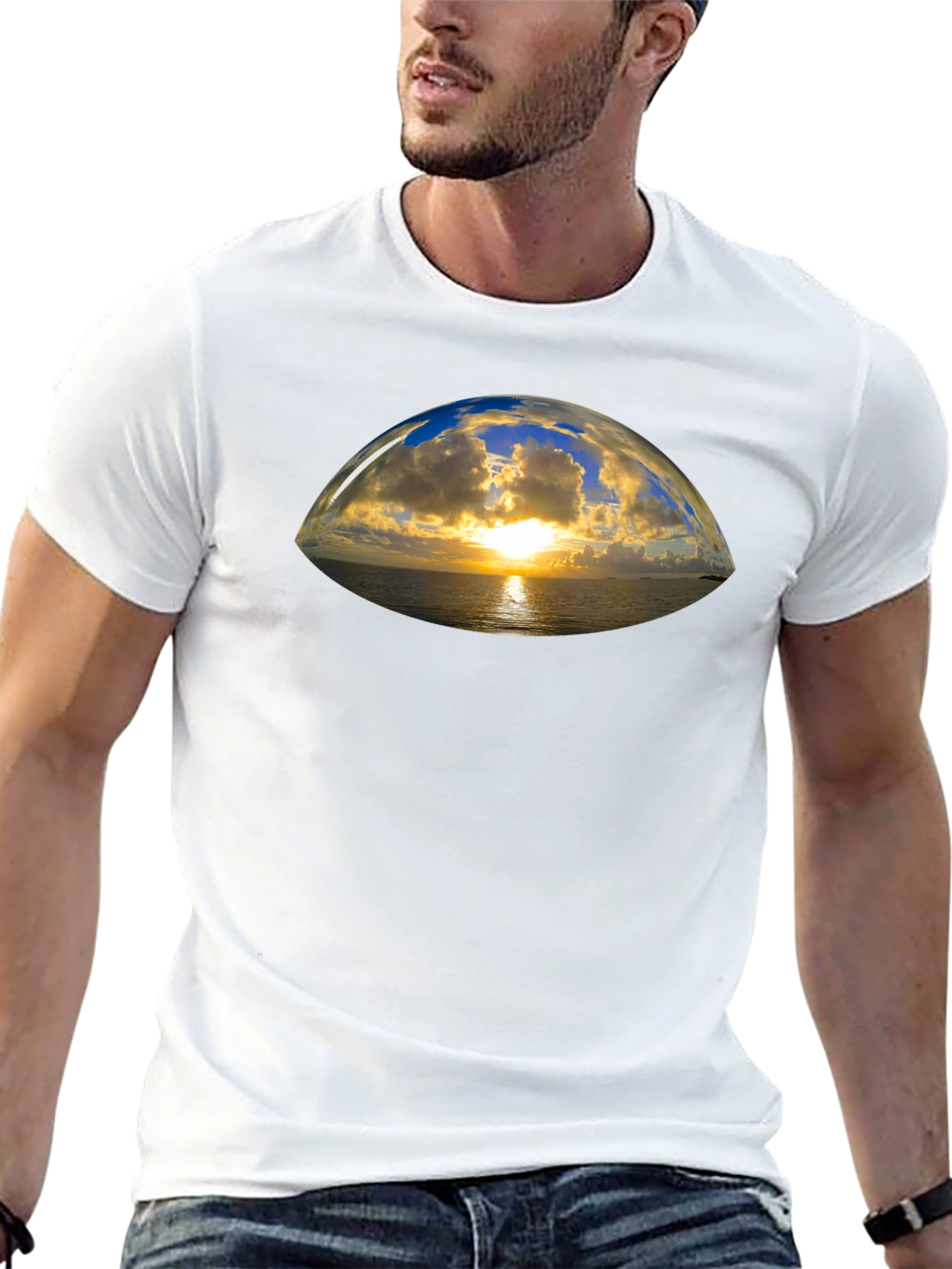 Sunset Vista Graphic Tee - Black Cotton T-Shirt