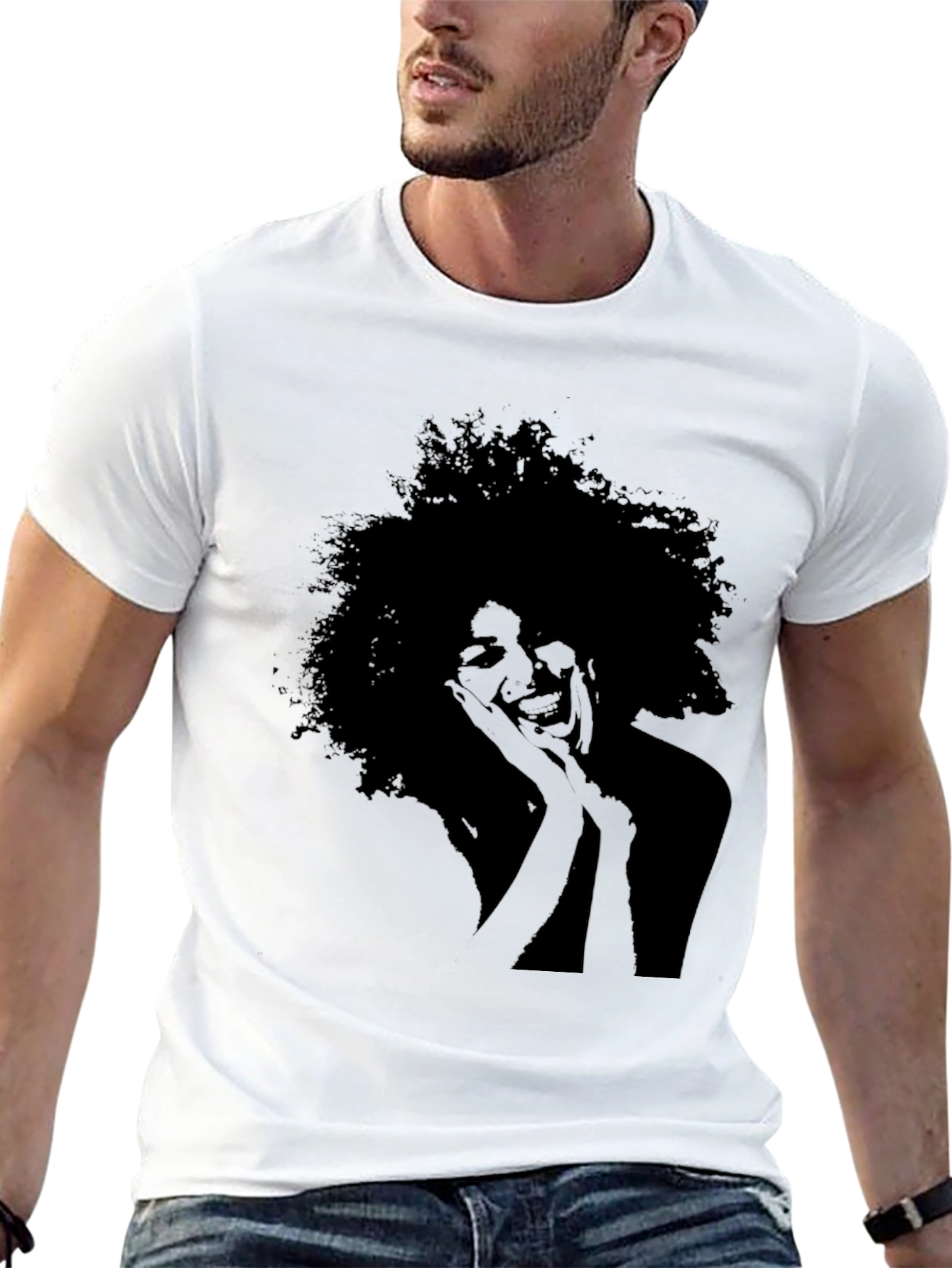 Silhouette Afro Woman Graphic T-Shirt - Black