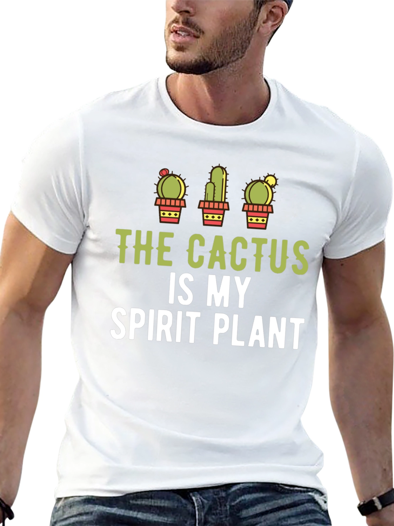 Cactus Spirit Plant Graphic Tee - Black Cotton