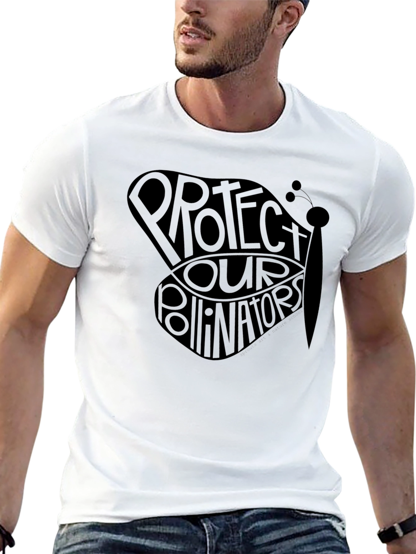 Protect Our Pollinators Butterfly Graphic Tee - Black