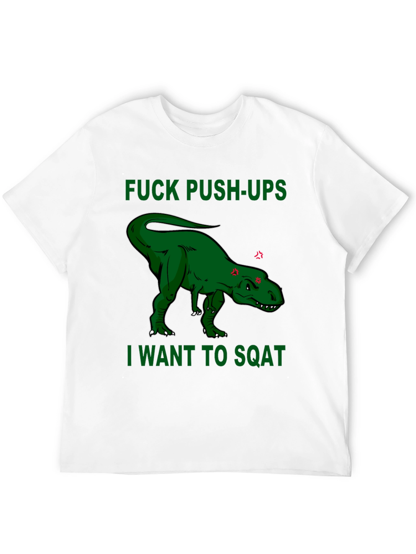 Funny Dinosaur Workout T-Shirt - Squats Over Push-Ups
