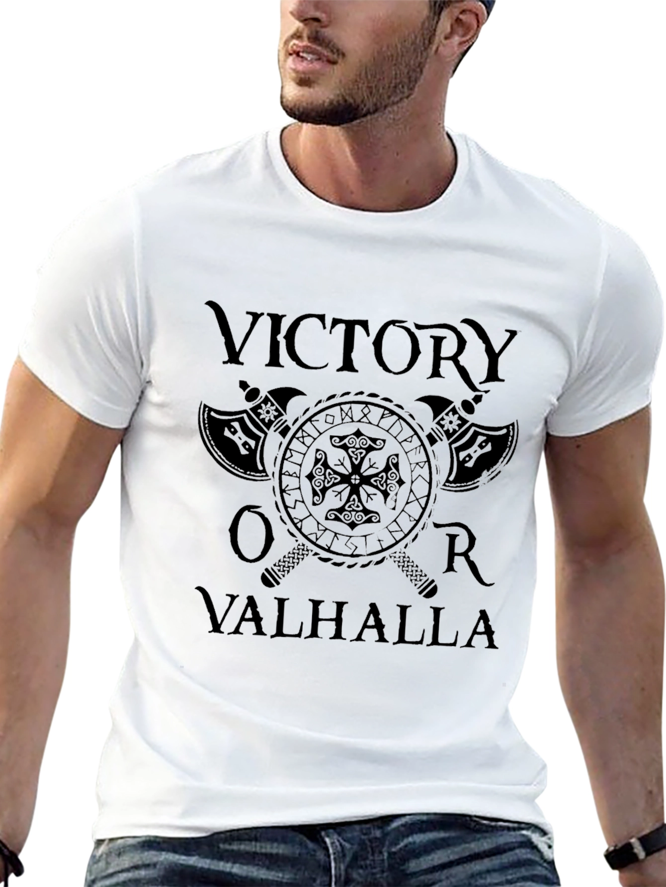 Victory or Valhalla Viking Graphic T-Shirt
