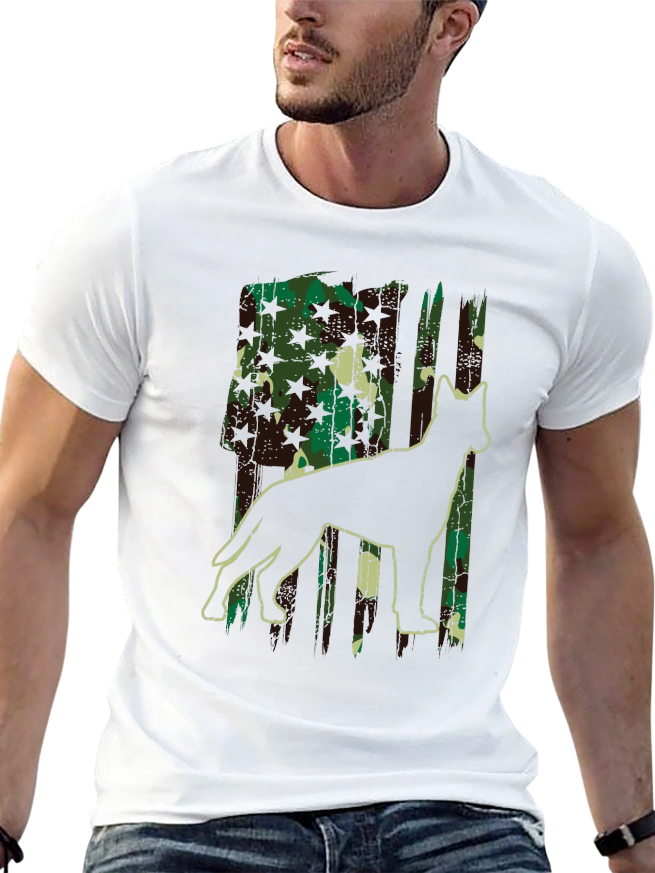 Camo Dog Silhouette Graphic Tee - Classic Fit