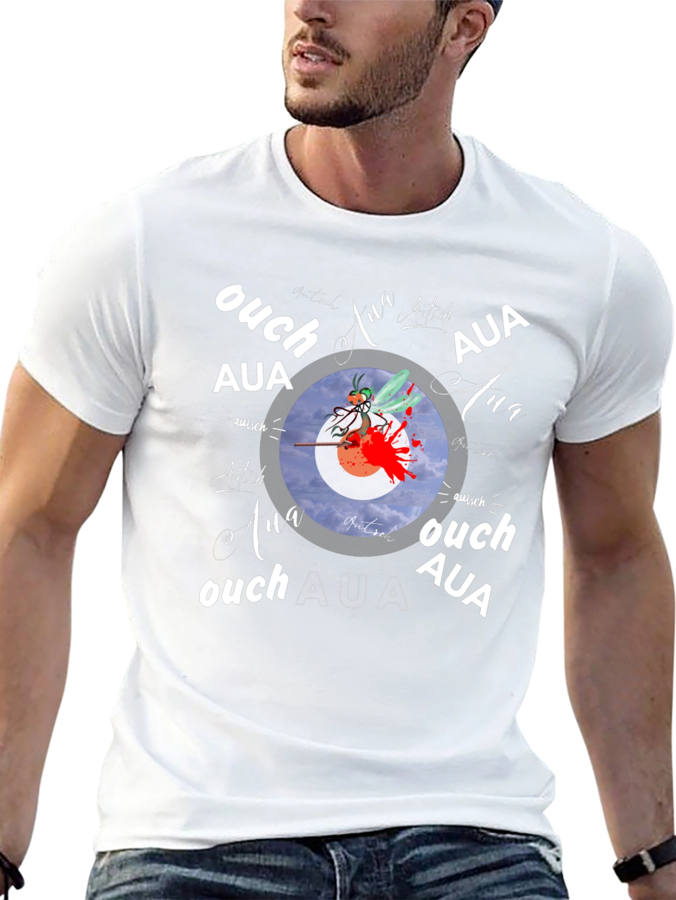 Ouch! Aua! Graphic Print Black T-Shirt