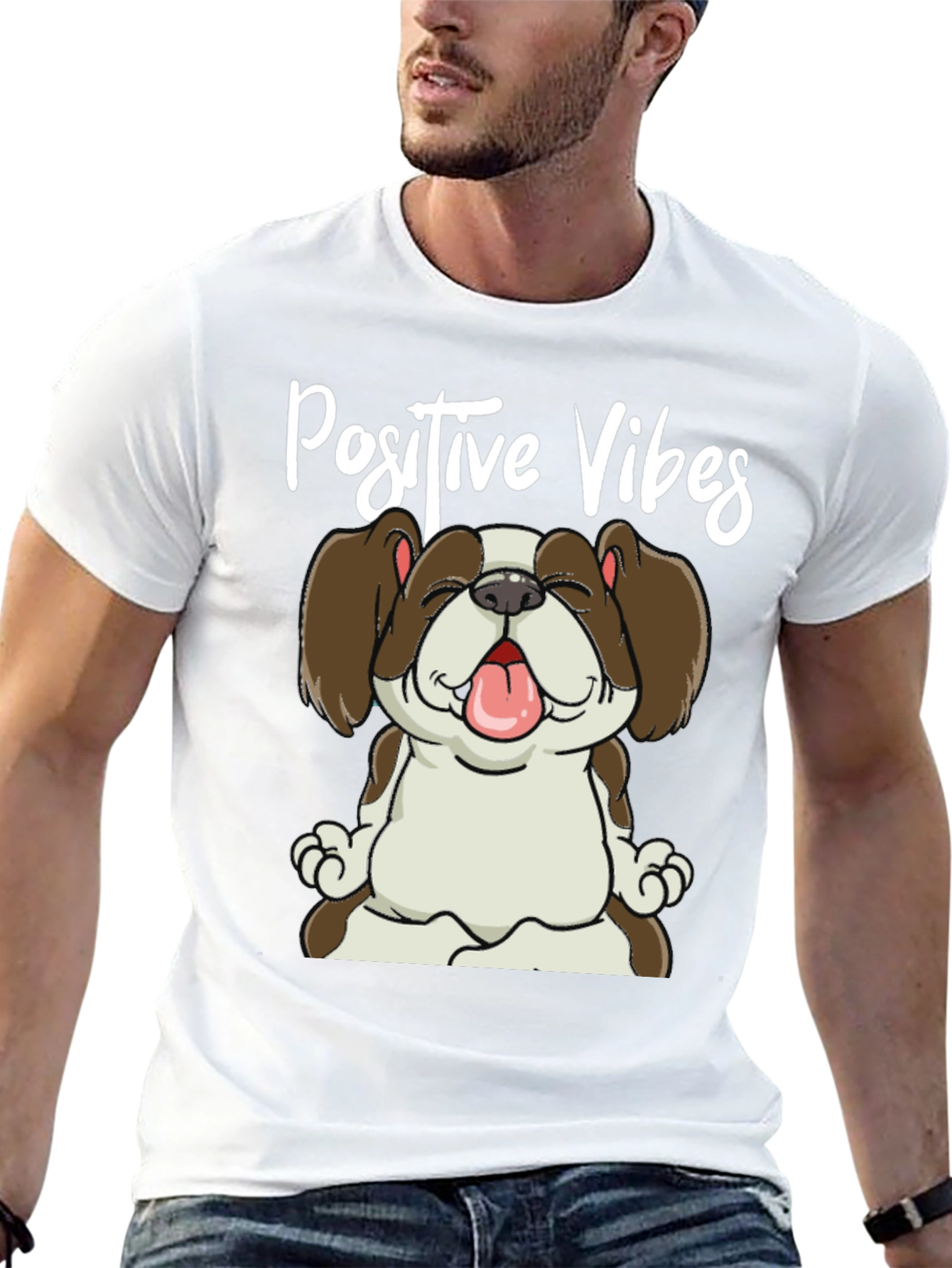 Positive Vibes Dog Graphic T-Shirt