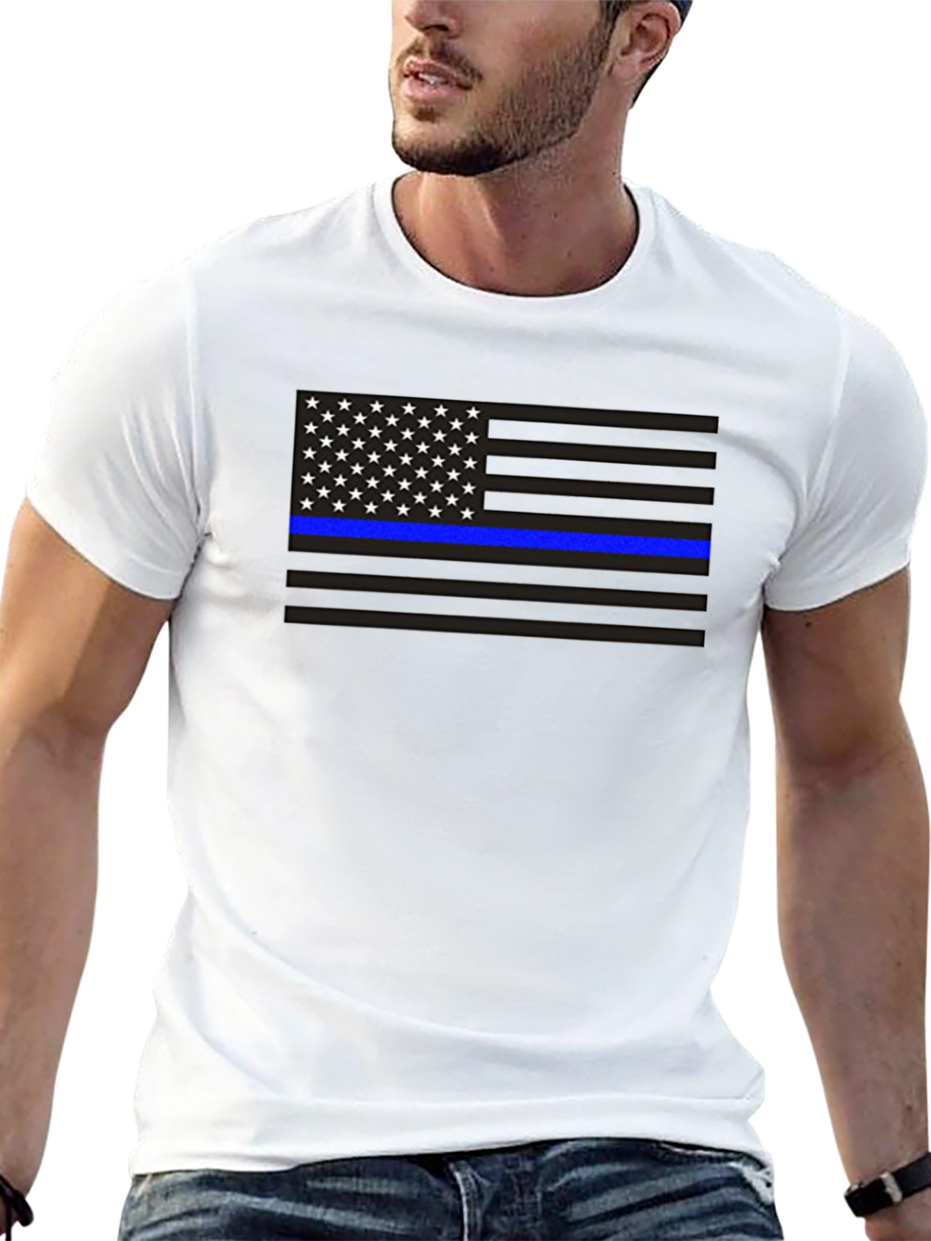 Thin Blue Line American Flag Graphic Tee