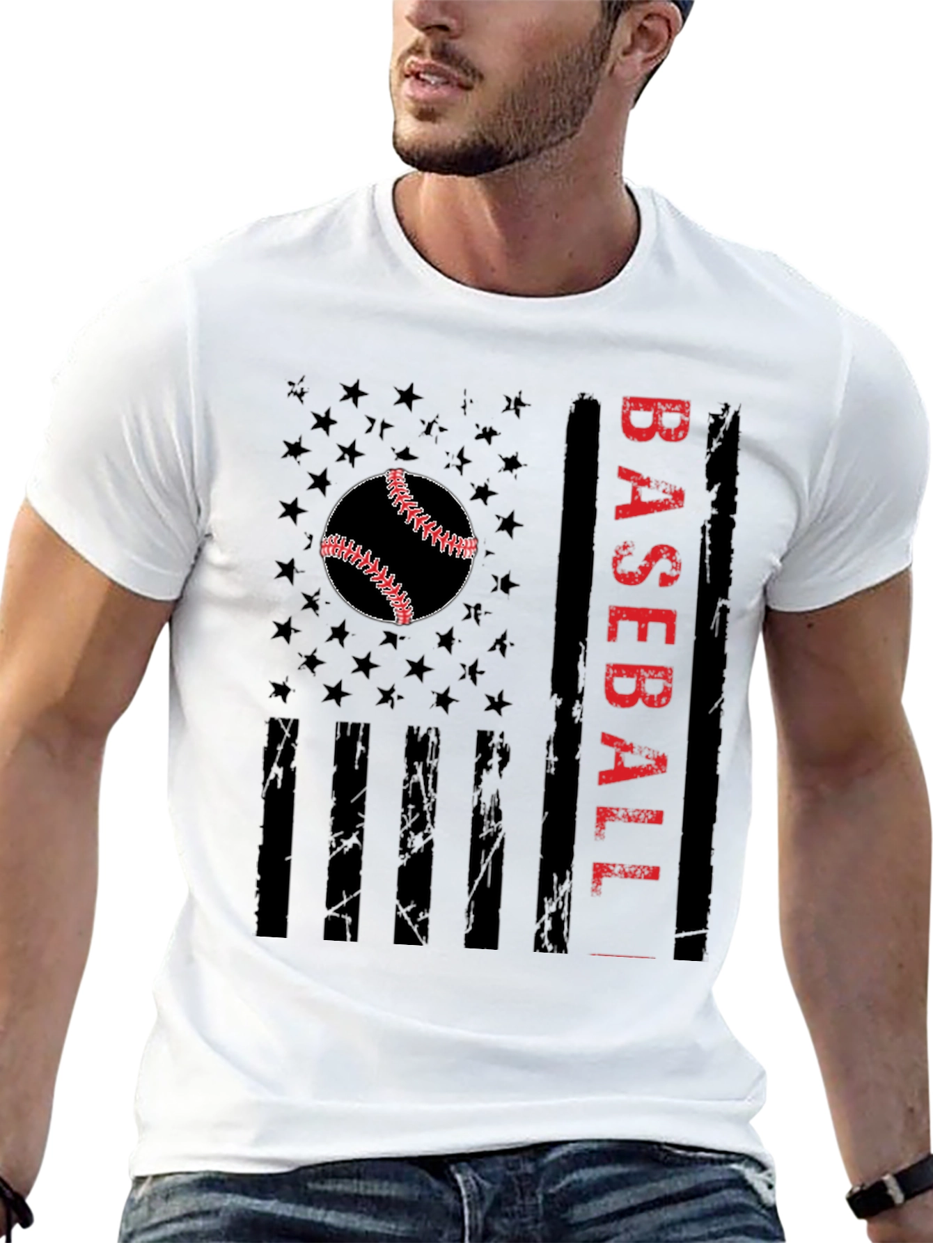 Baseball Flag Graphic Tee - Patriotic Sportswear