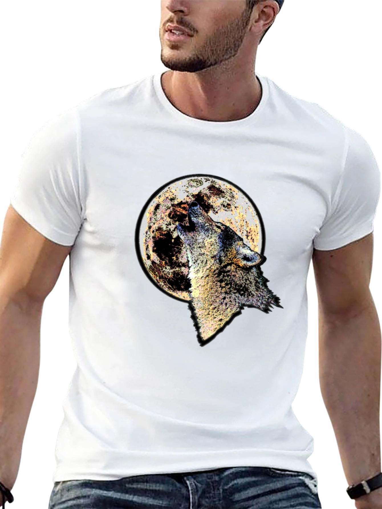 Wolf Moon Graphic Tee - Black Cotton Blend