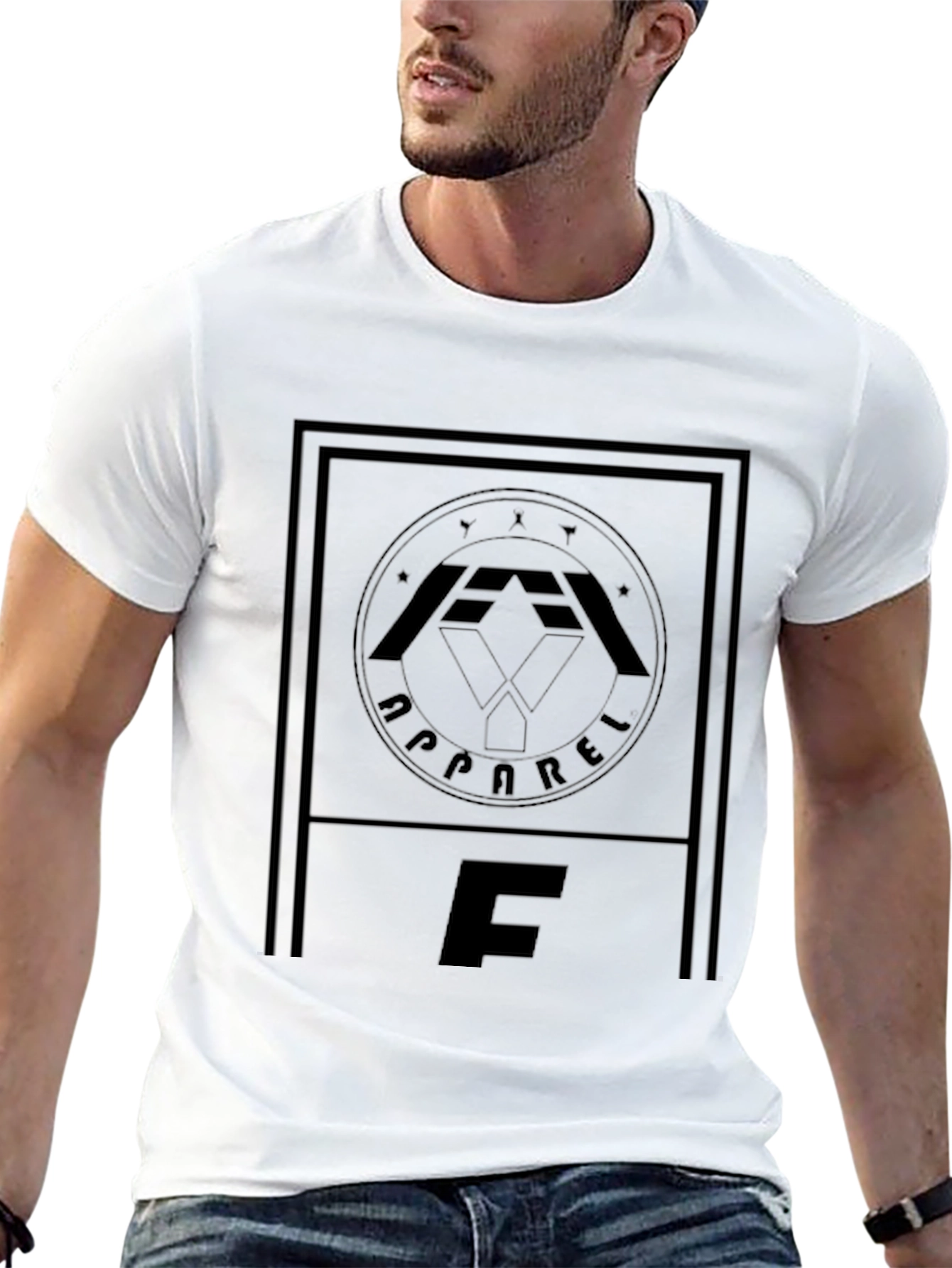Black Graphic T-Shirt with Bold Letter F