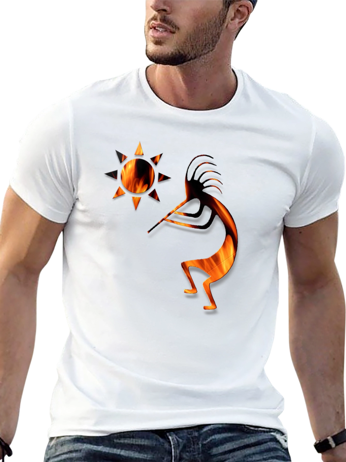 Kokopelli Fire Art Graphic T-Shirt