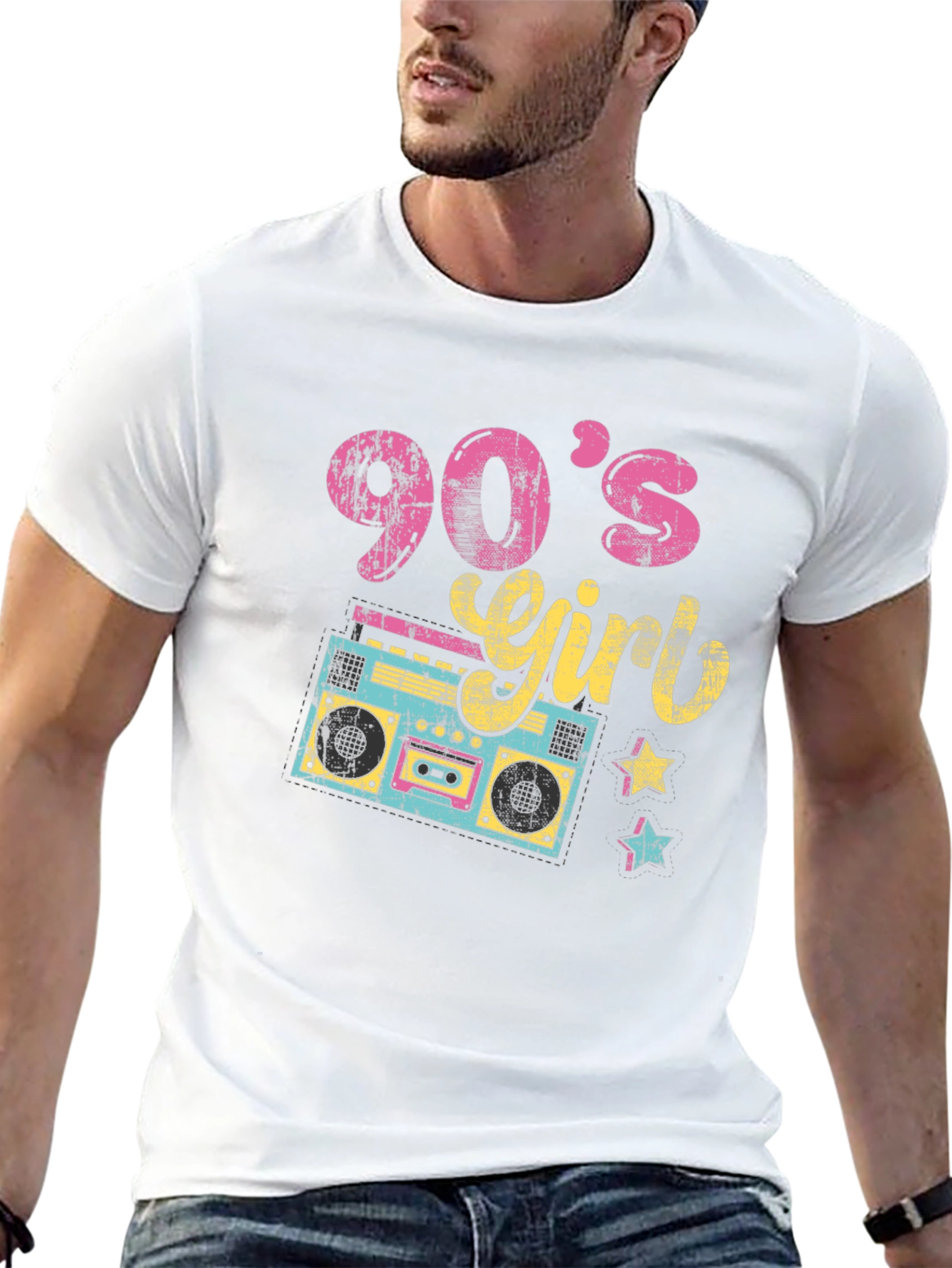 90s Girl T-Shirt Retro Boombox Design
