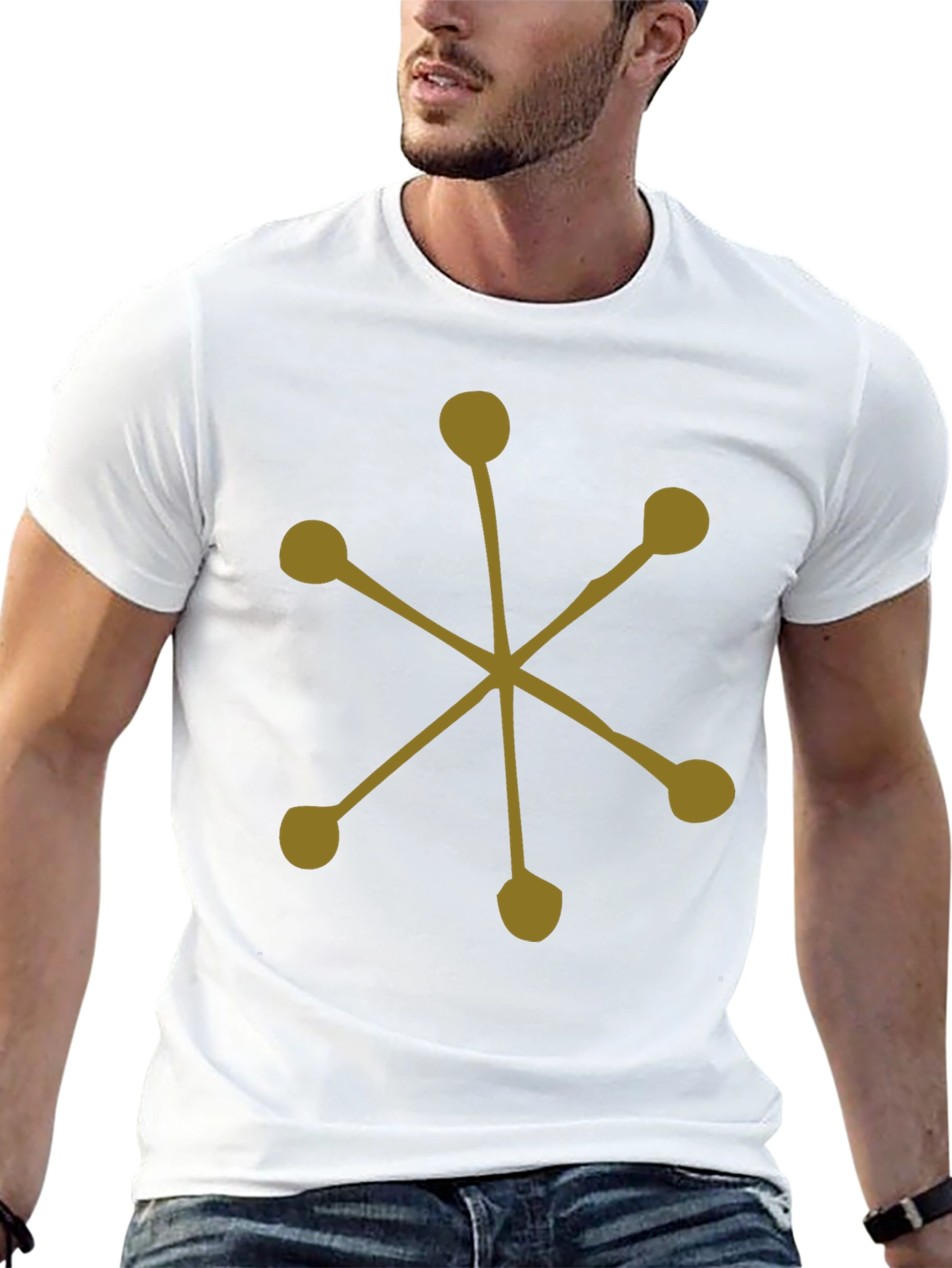 Abstract Starburst Graphic Tee - Black Cotton Casual