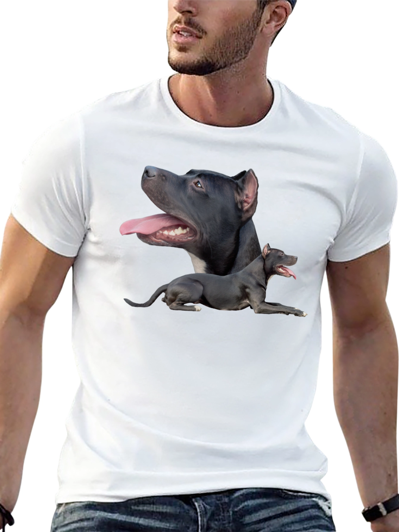 Pit Bull Dog Graphic Tee - Black Cotton T-Shirt