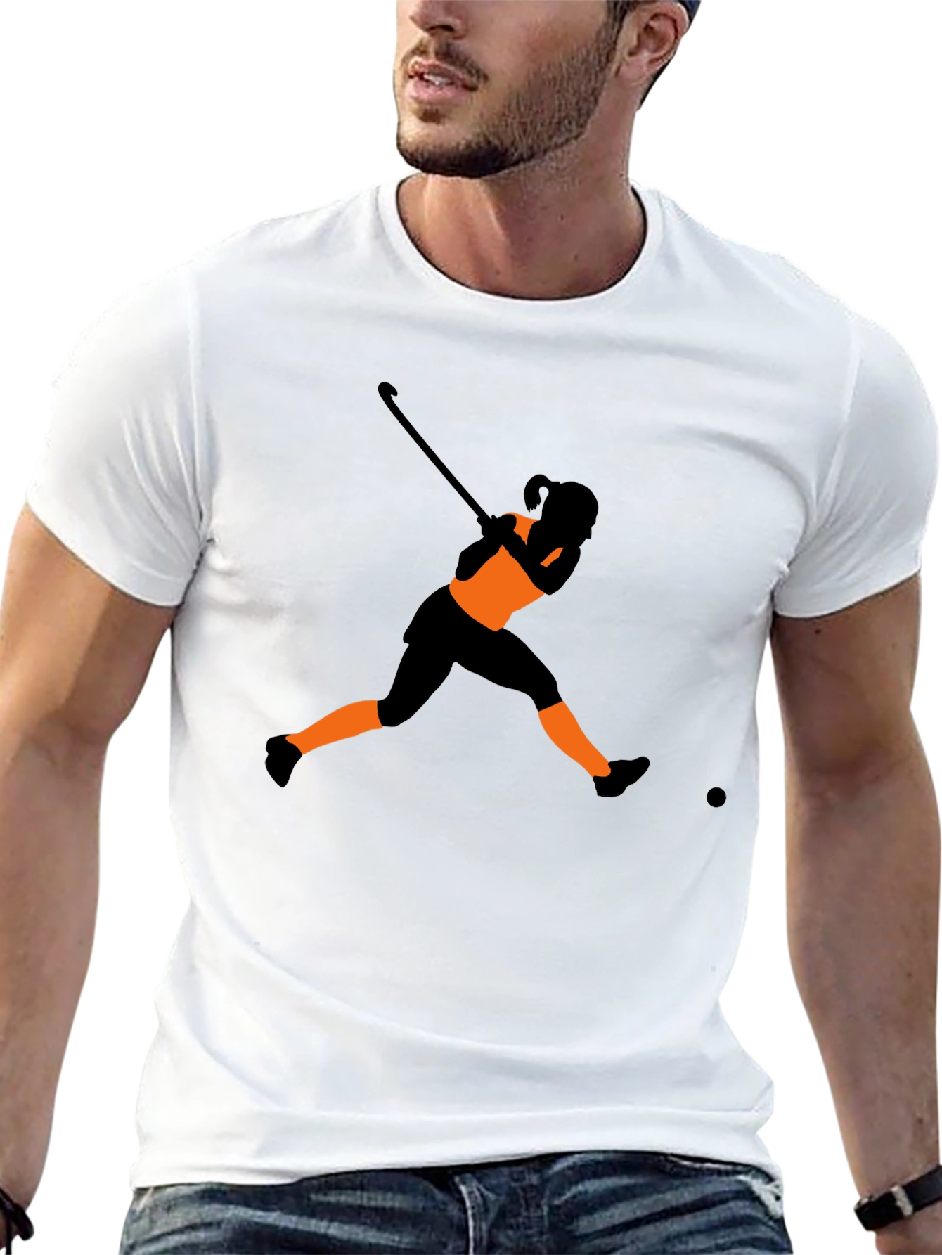 Hockey Player Silhouette Black T-Shirt