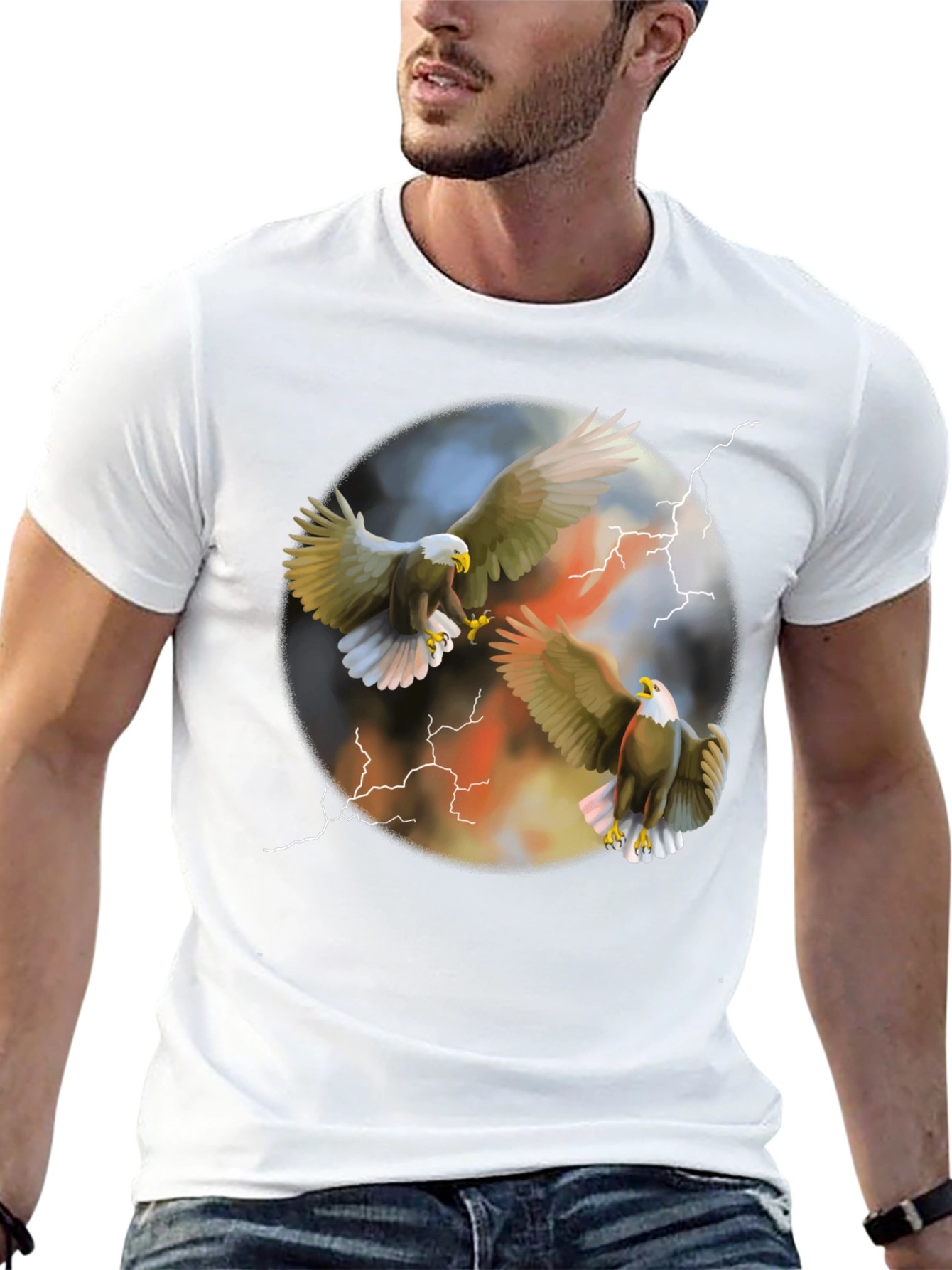 Eagle Lightning Graphic Tee - Mens Black T-Shirt