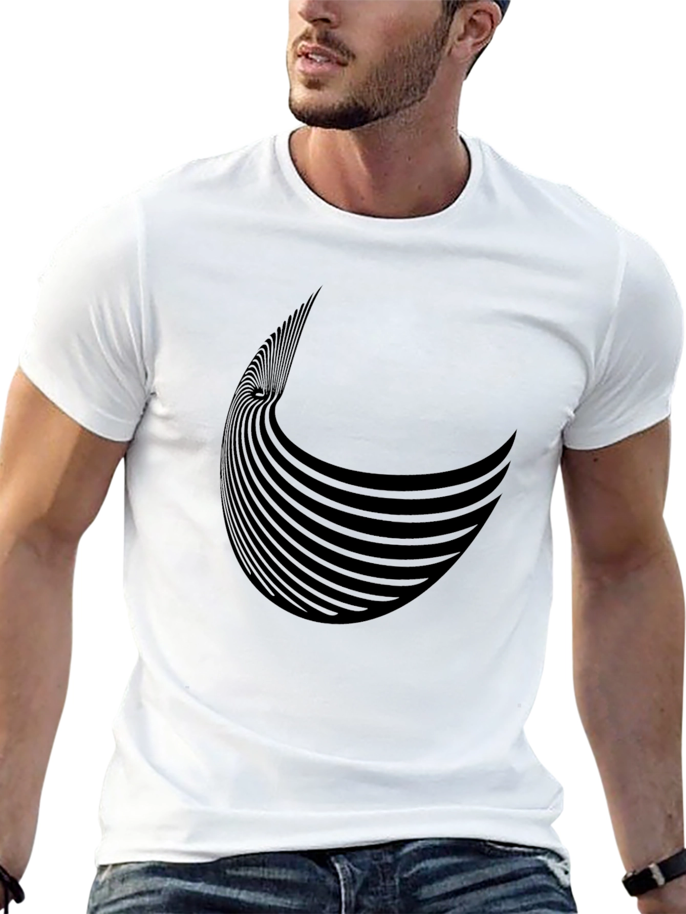 Stylish Black Graphic Tee - Abstract Design
