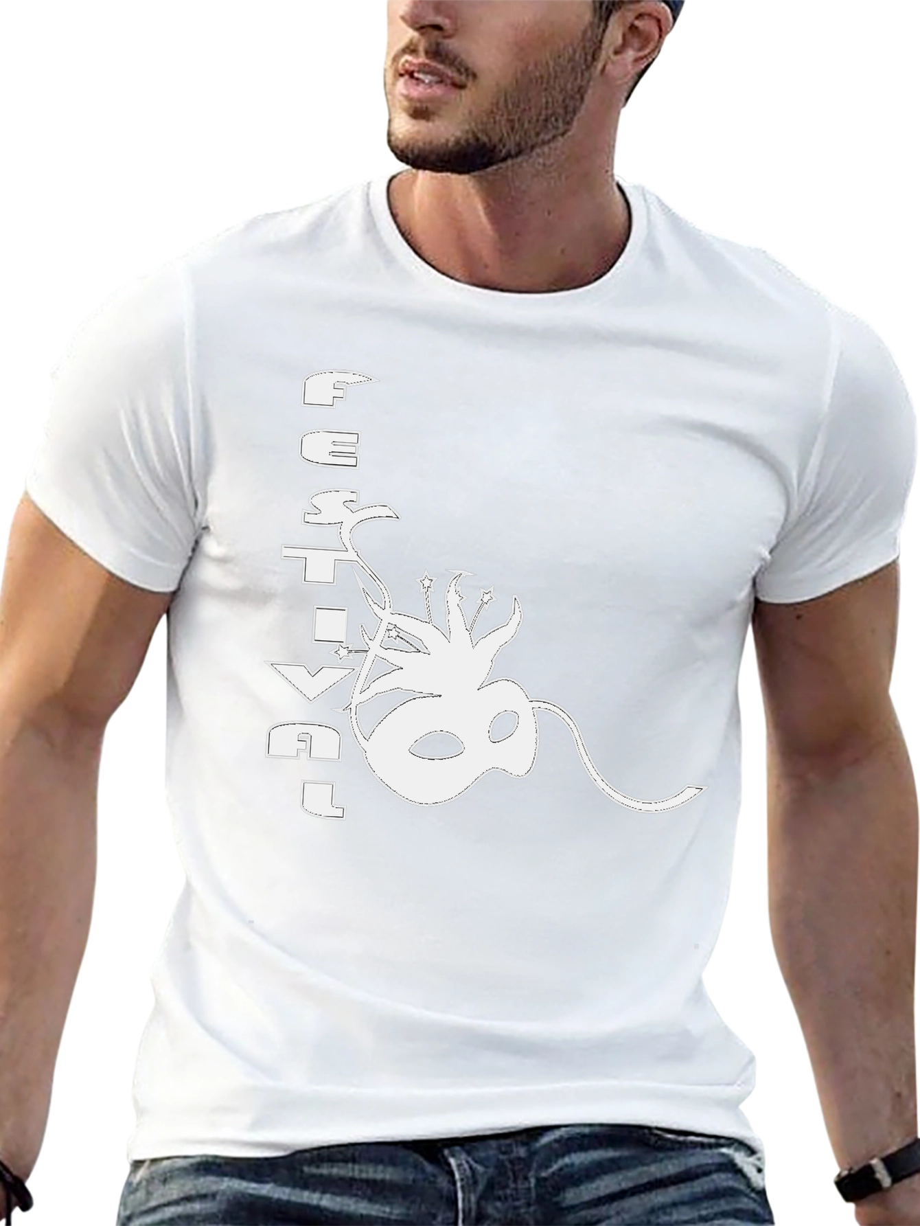 Festival Mask Graphic Black T-Shirt