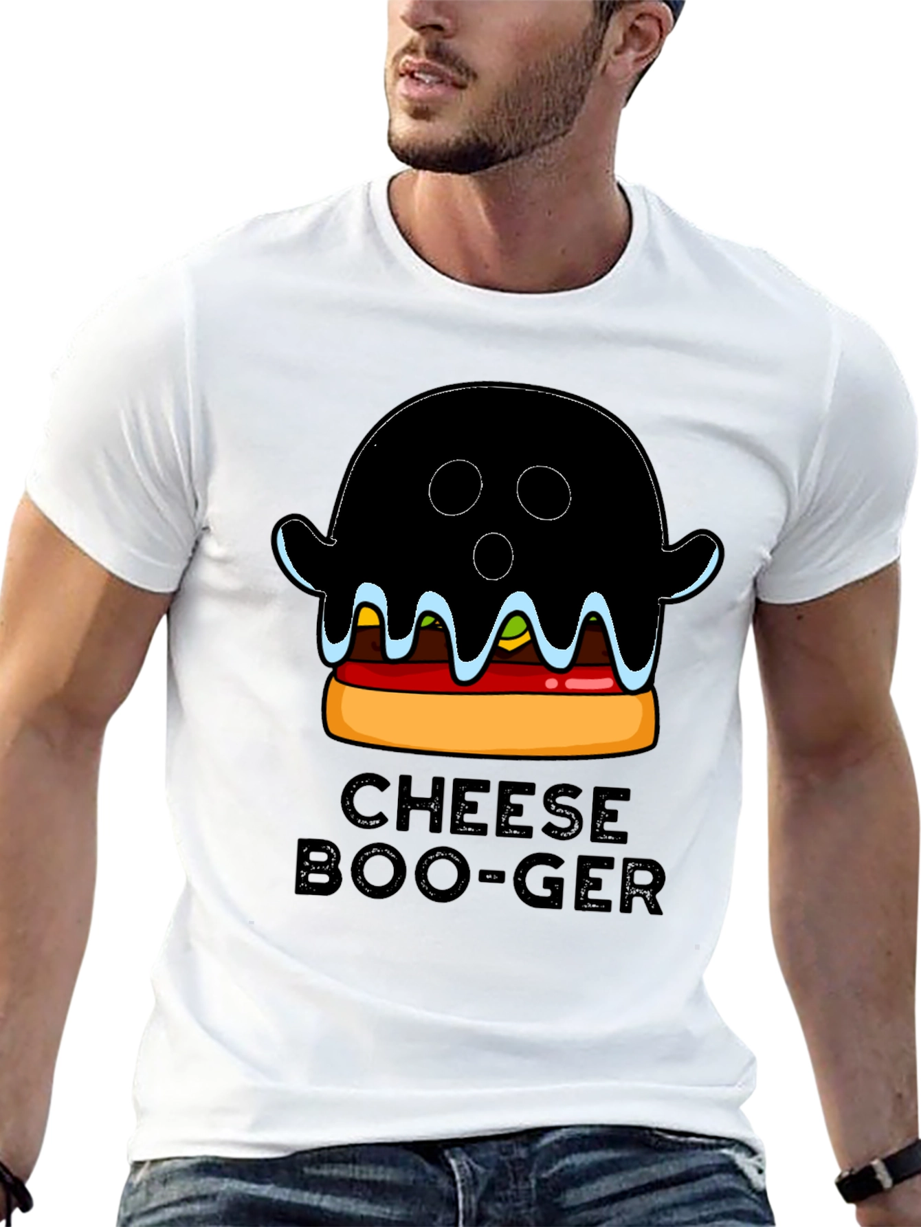 Cheese Boo-Ger Funny Halloween Ghost Burger T-Shirt