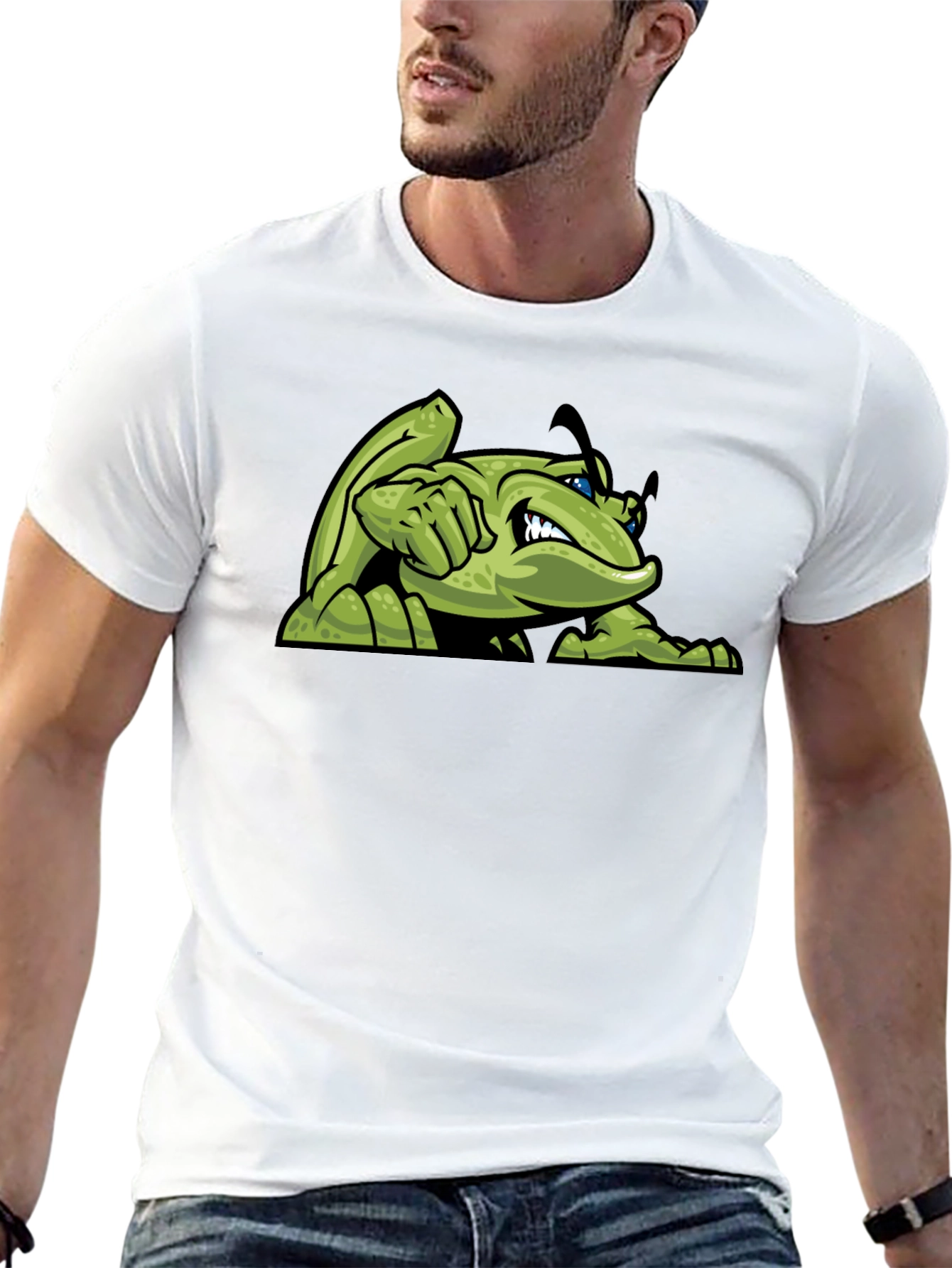 Green Angry Bug Graphic Tee - Mens Black T-Shirt
