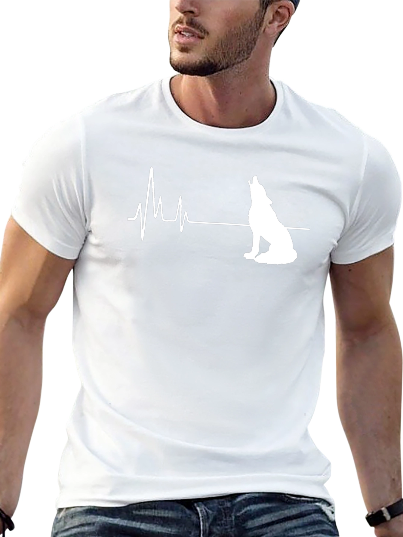 Wolf Heartbeat Tee - Black Graphic T-Shirt