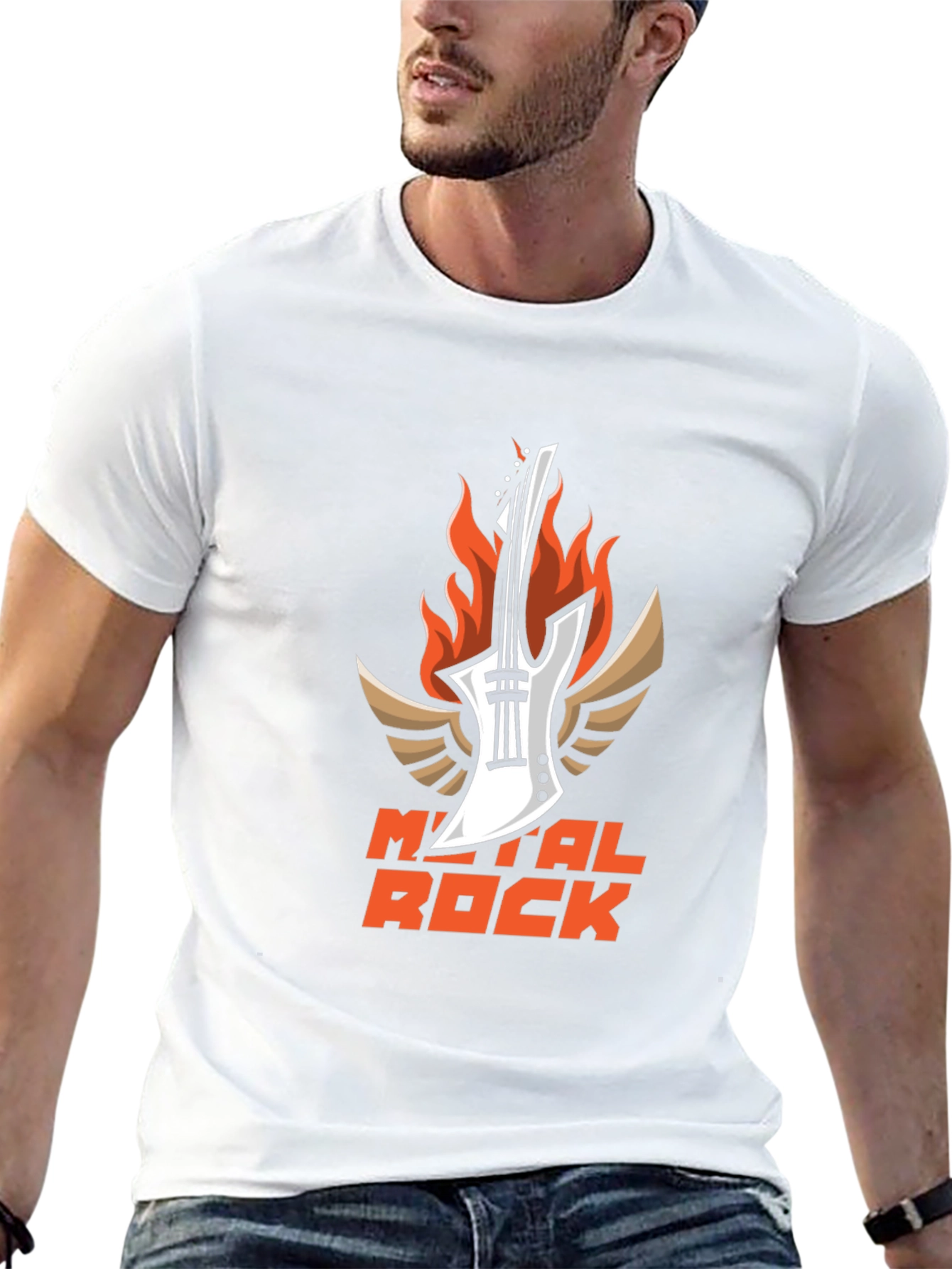 Metal Rock Guitar T-Shirt - Black