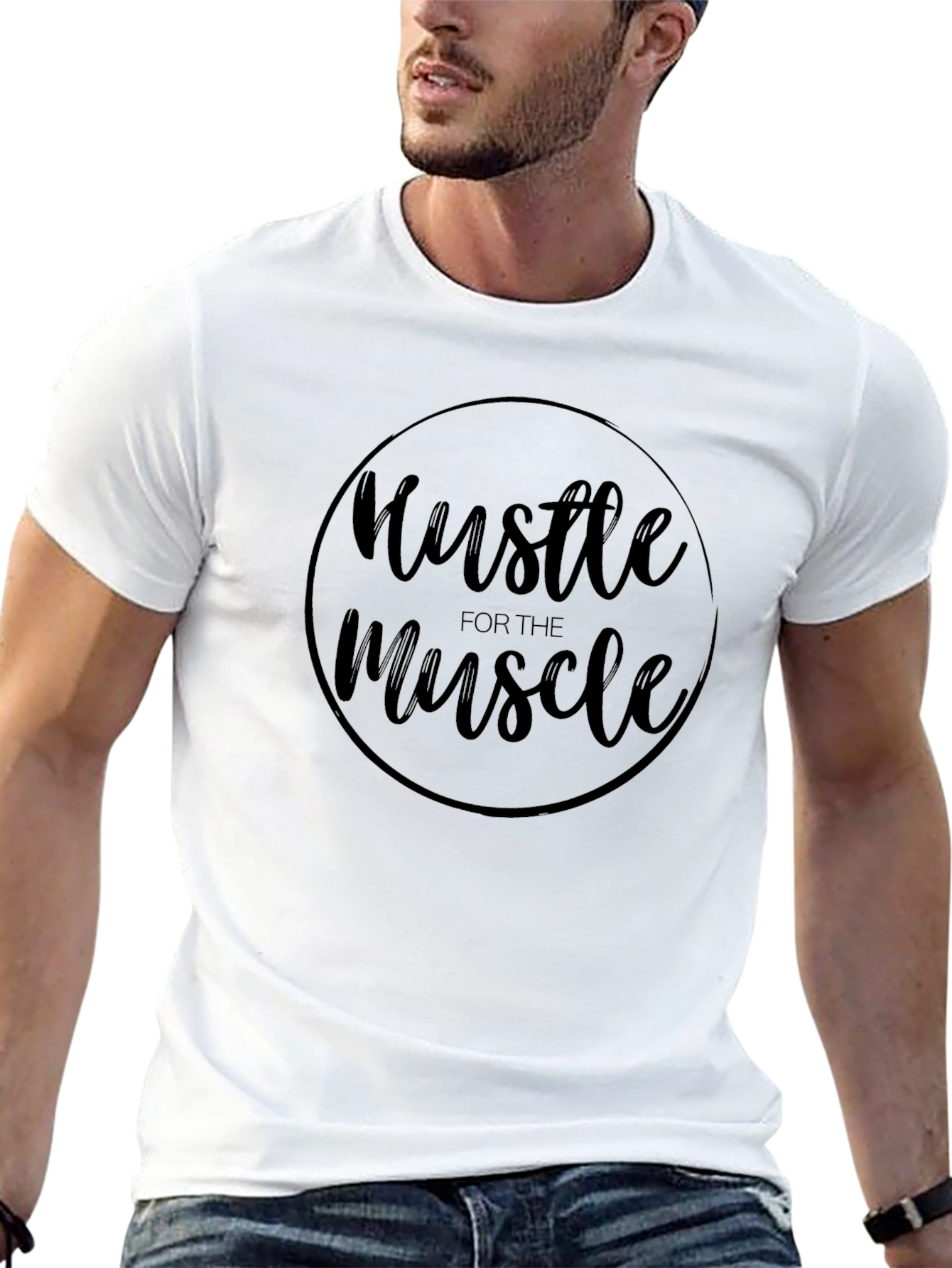 Hustle for the Muscle Black Graphic Tee