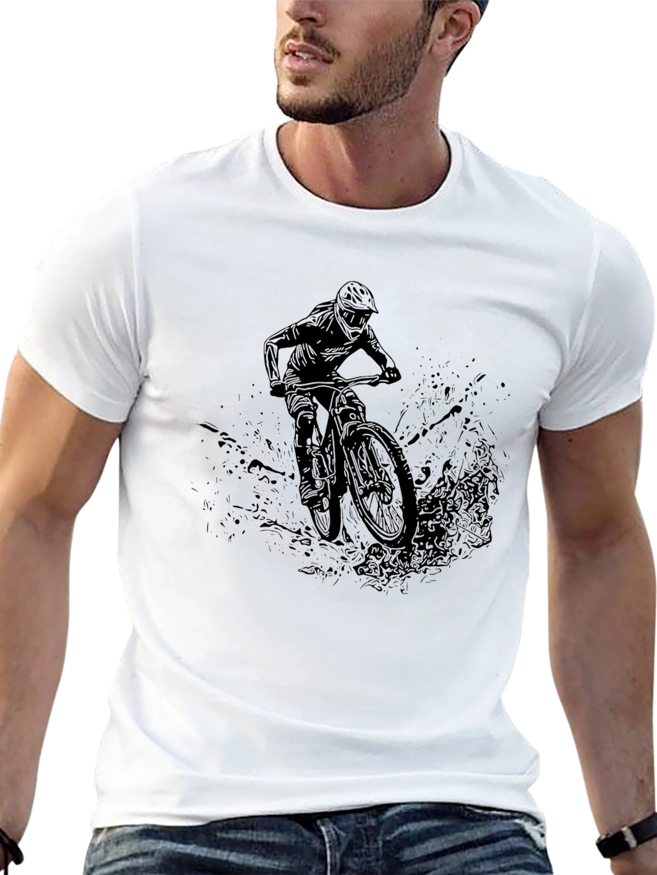 Mens Black Mountain Biker Graphic Tee