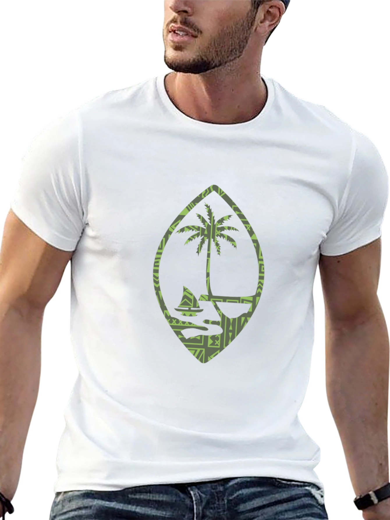 Island Life Tee: Palm Tree Boat Design