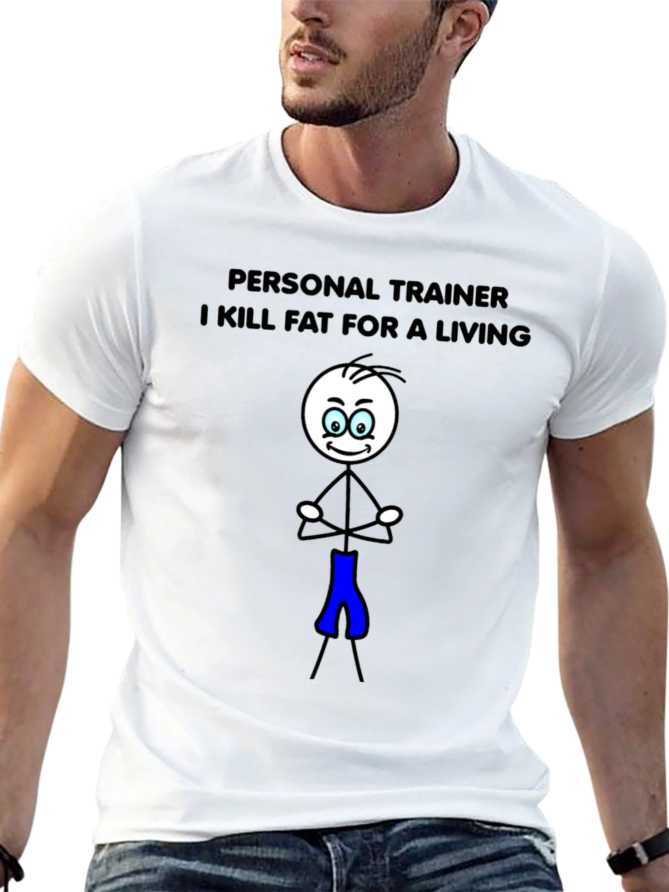 Personal Trainer Stick Figure Graphic T-Shirt