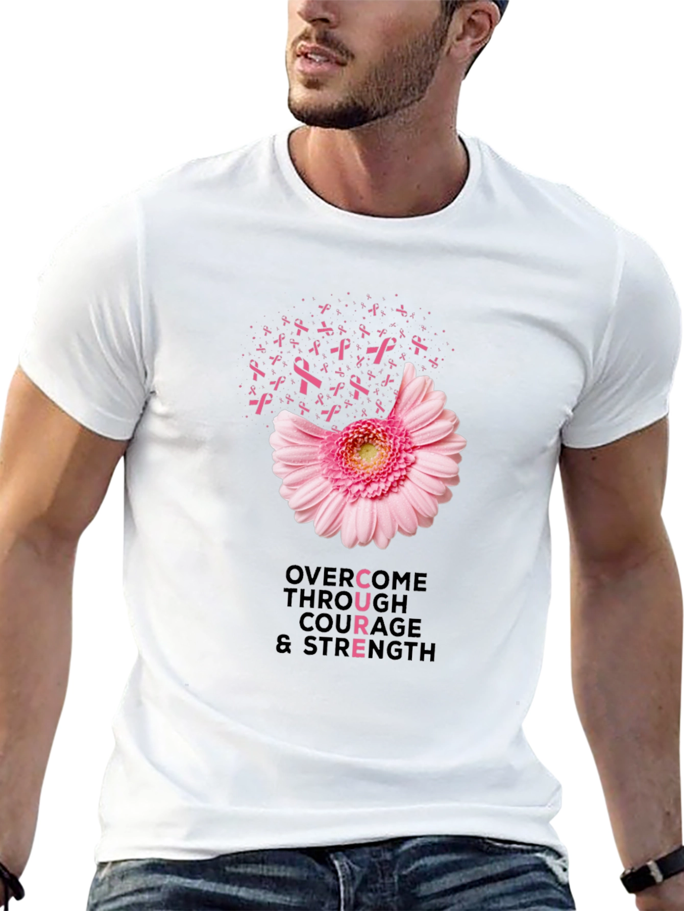 Breast Cancer Awareness T-Shirt: Overcome with Courage