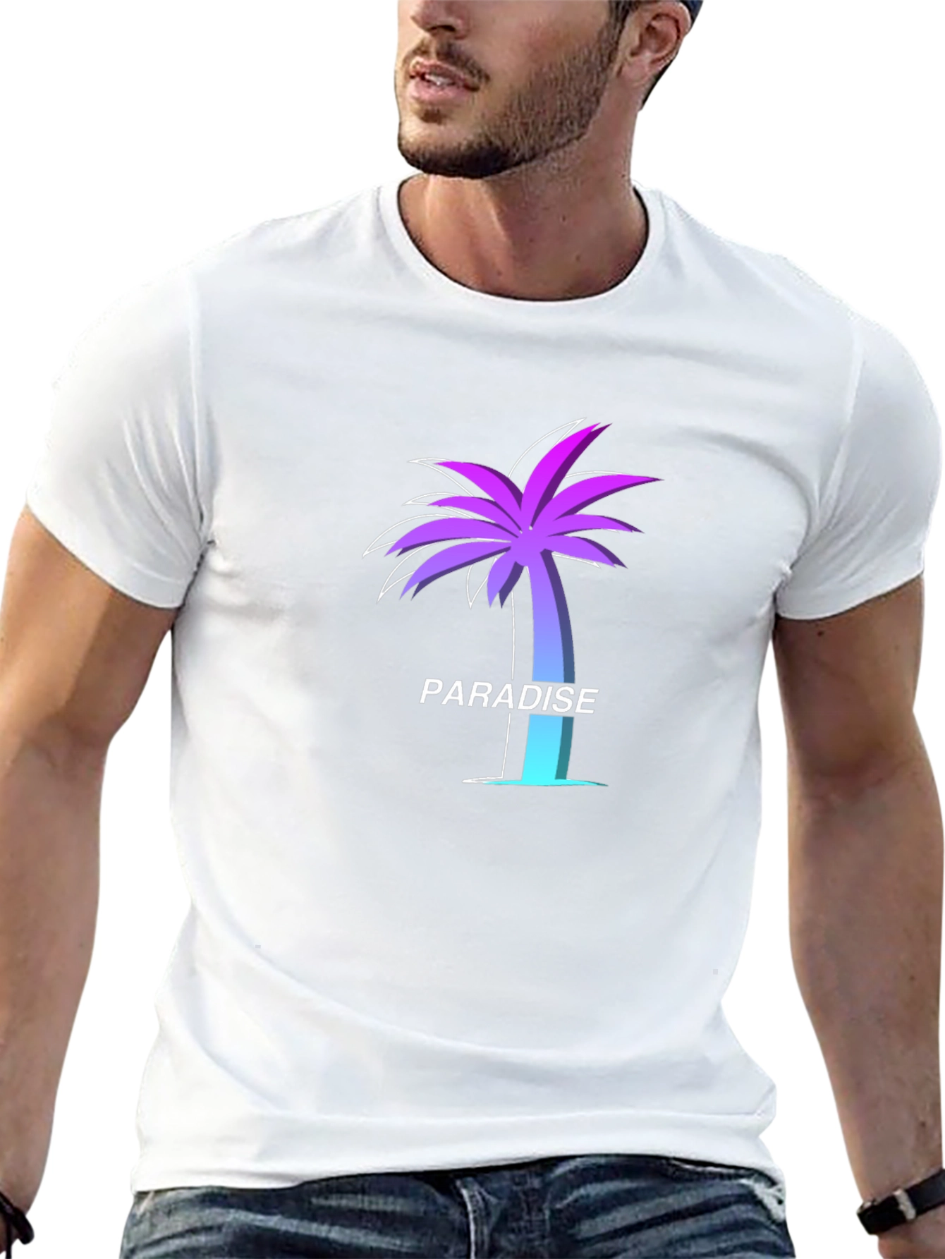 Paradise Palm Tree Graphic Tee - Soft Black T-Shirt