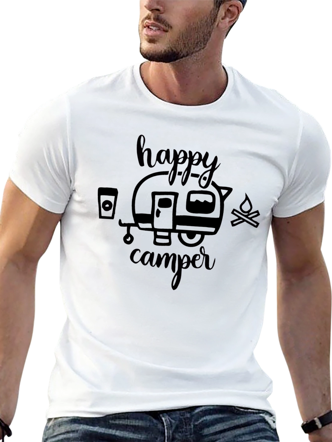 Happy Camper Graphic Tee - Black Camping T-Shirt