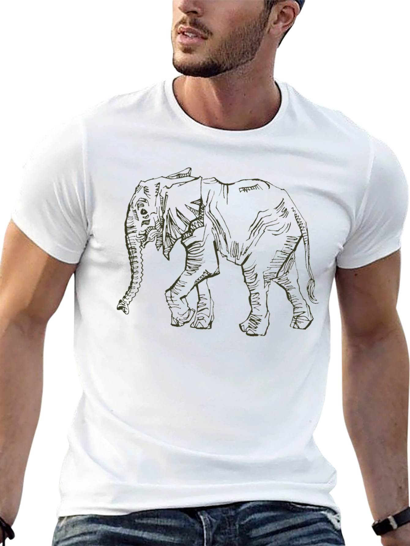 Black Elephant Graphic Tee - Mens Casual Wear